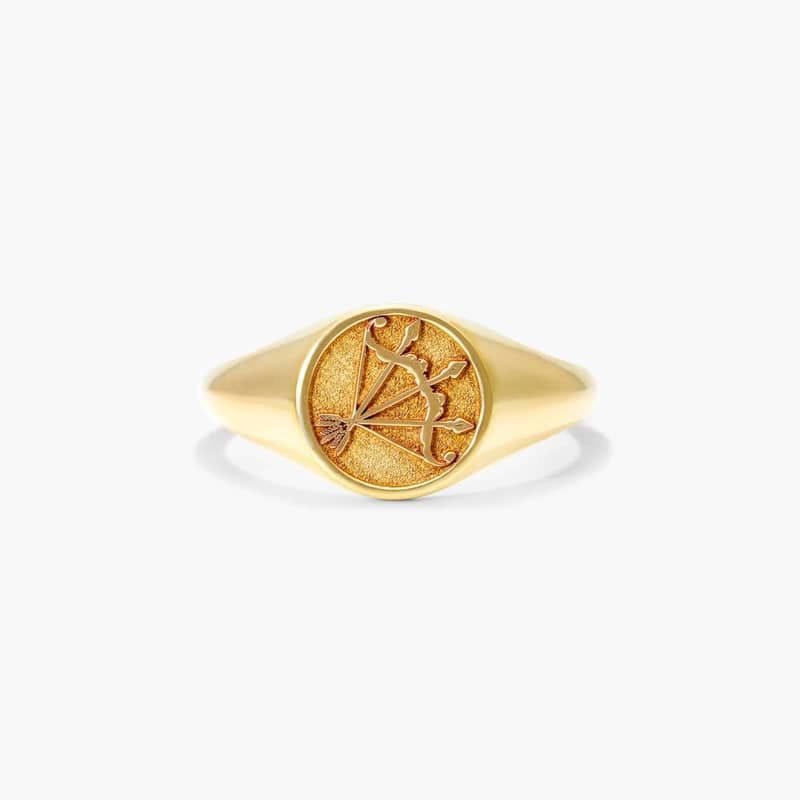 Sagittarius Zodiac Signet Ring In 14K Yellow Gold
