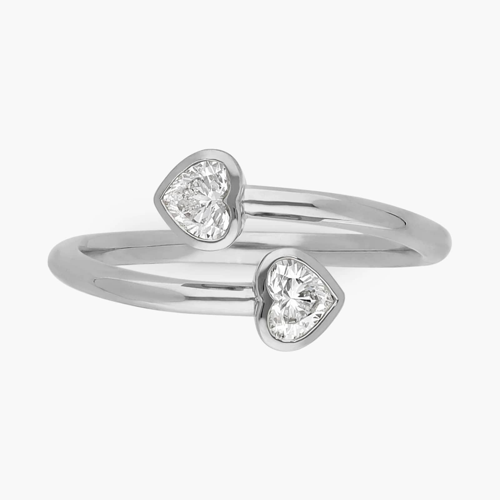Heart Diamond Bezel Wrap Ring in 14K White Gold