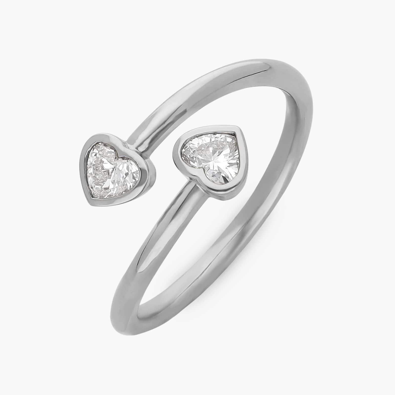 Heart Diamond Bezel Wrap Ring in 14K White Gold