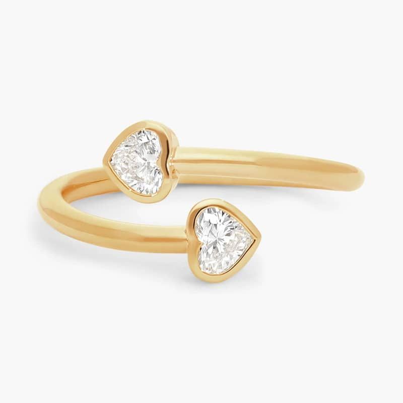 Heart Diamond Bezel Wrap Ring in 14K Yellow Gold