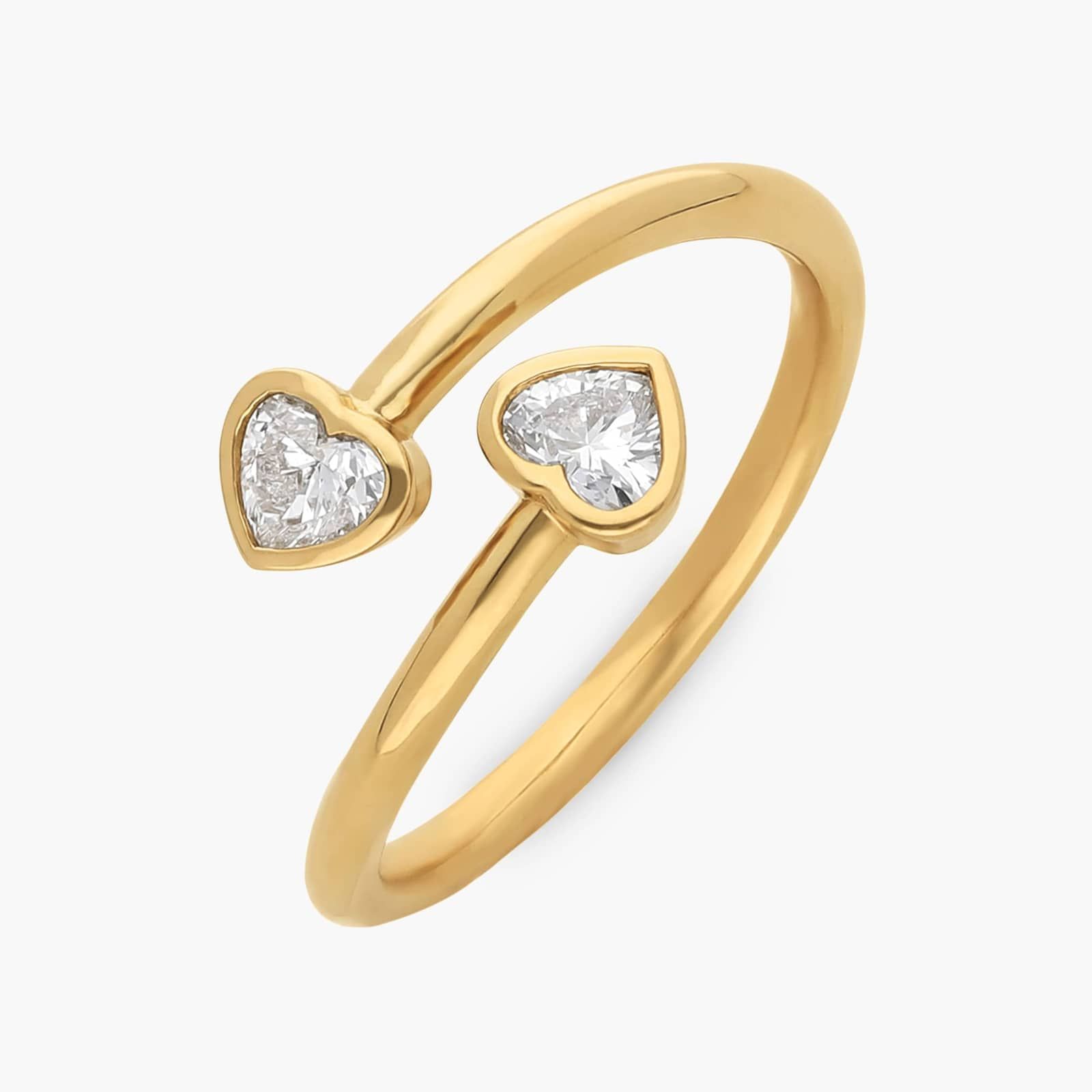 Heart Diamond Bezel Wrap Ring in 14K Yellow Gold
