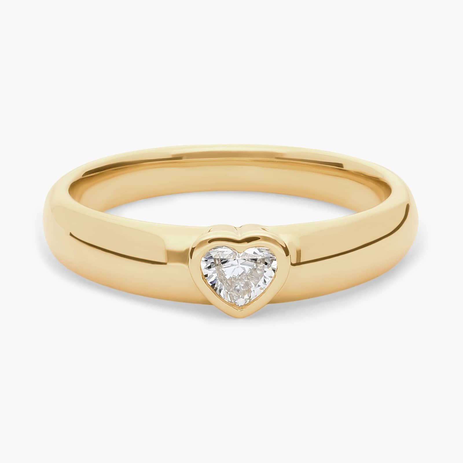 Heart Diamond Solitaire Bezel Ring in 14K Yellow Gold