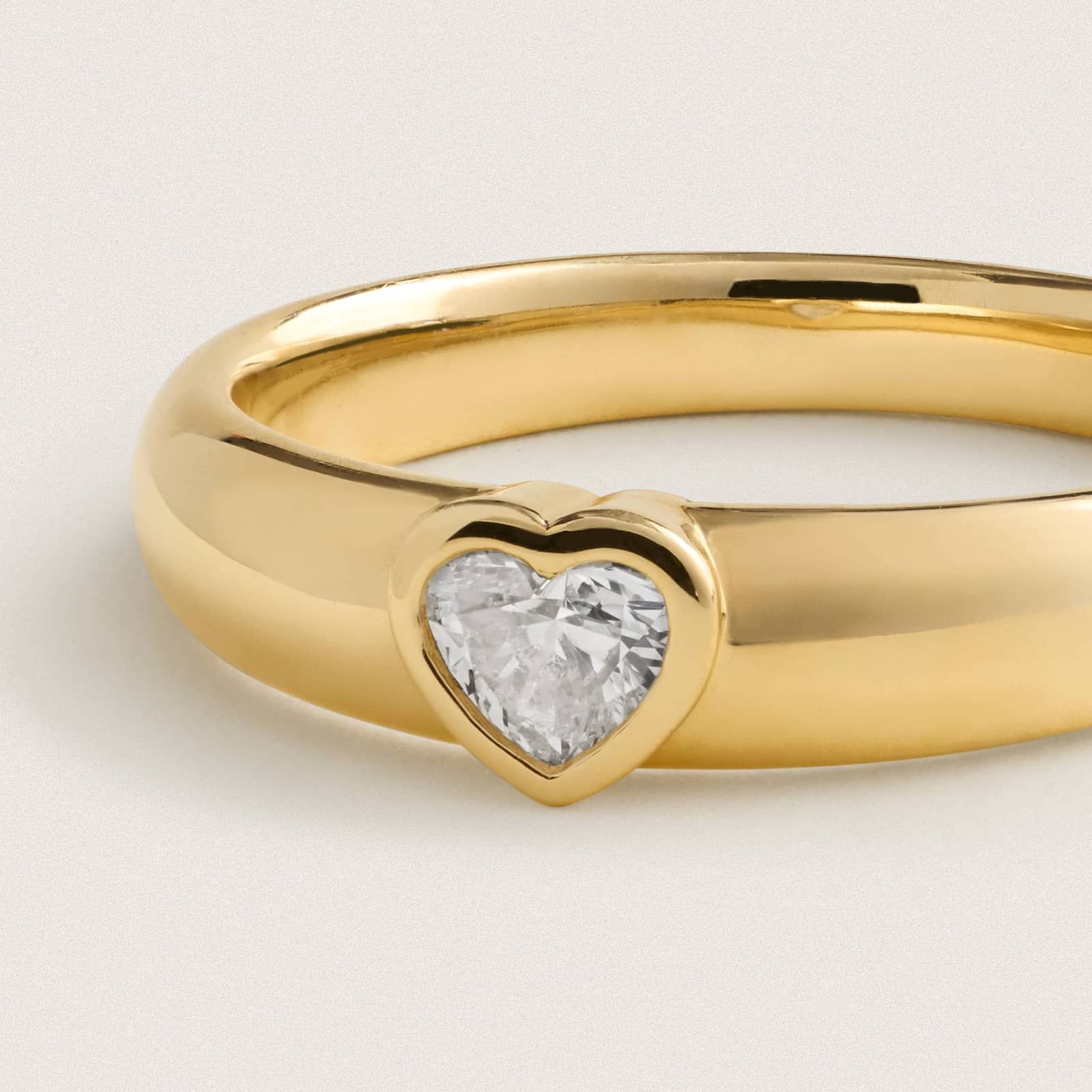 Heart Diamond Solitaire Bezel Ring in 14K Yellow Gold