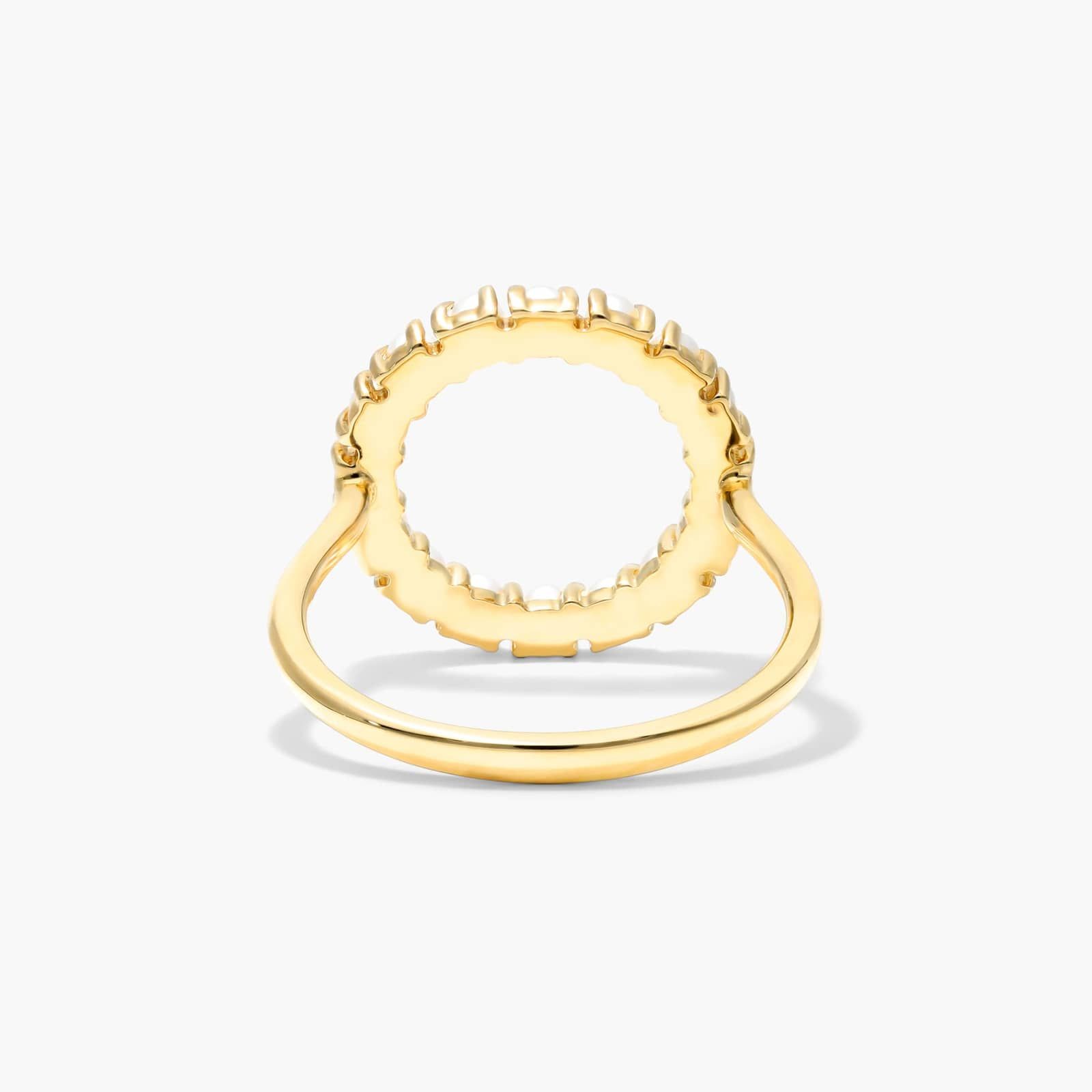 Freshwater Cultured Seed Pearl Open Circle Ring In 14K Yellow Gold (2.0mm)