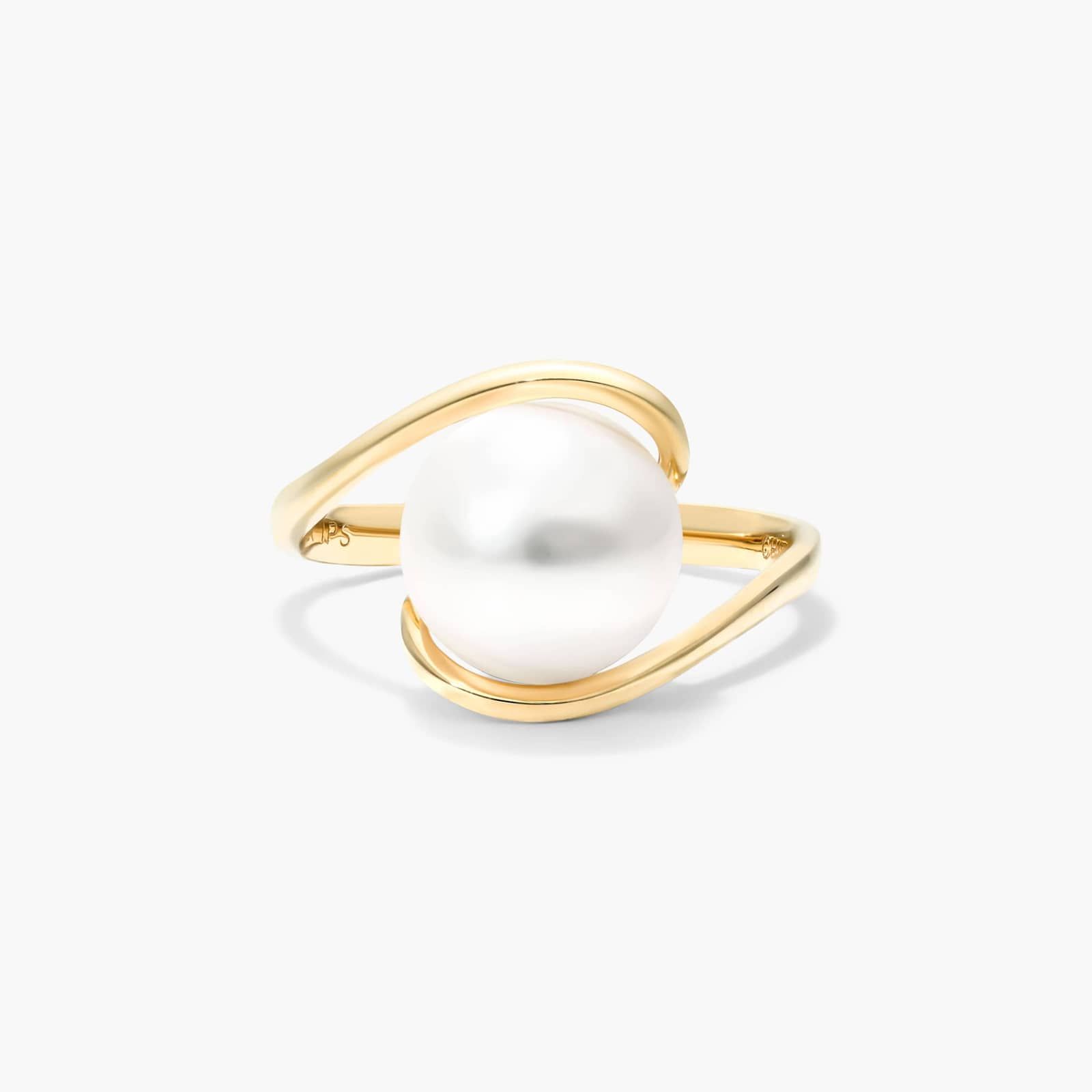 Freshwater Cultured Pearl Swirl Ring In 14K Yellow Gold (9.0-10.0mm)