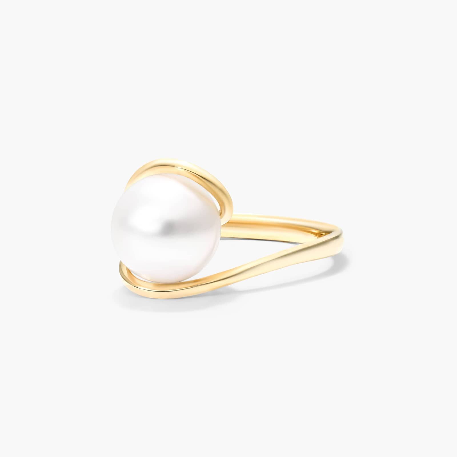 Freshwater Cultured Pearl Swirl Ring In 14K Yellow Gold (9.0-10.0mm)