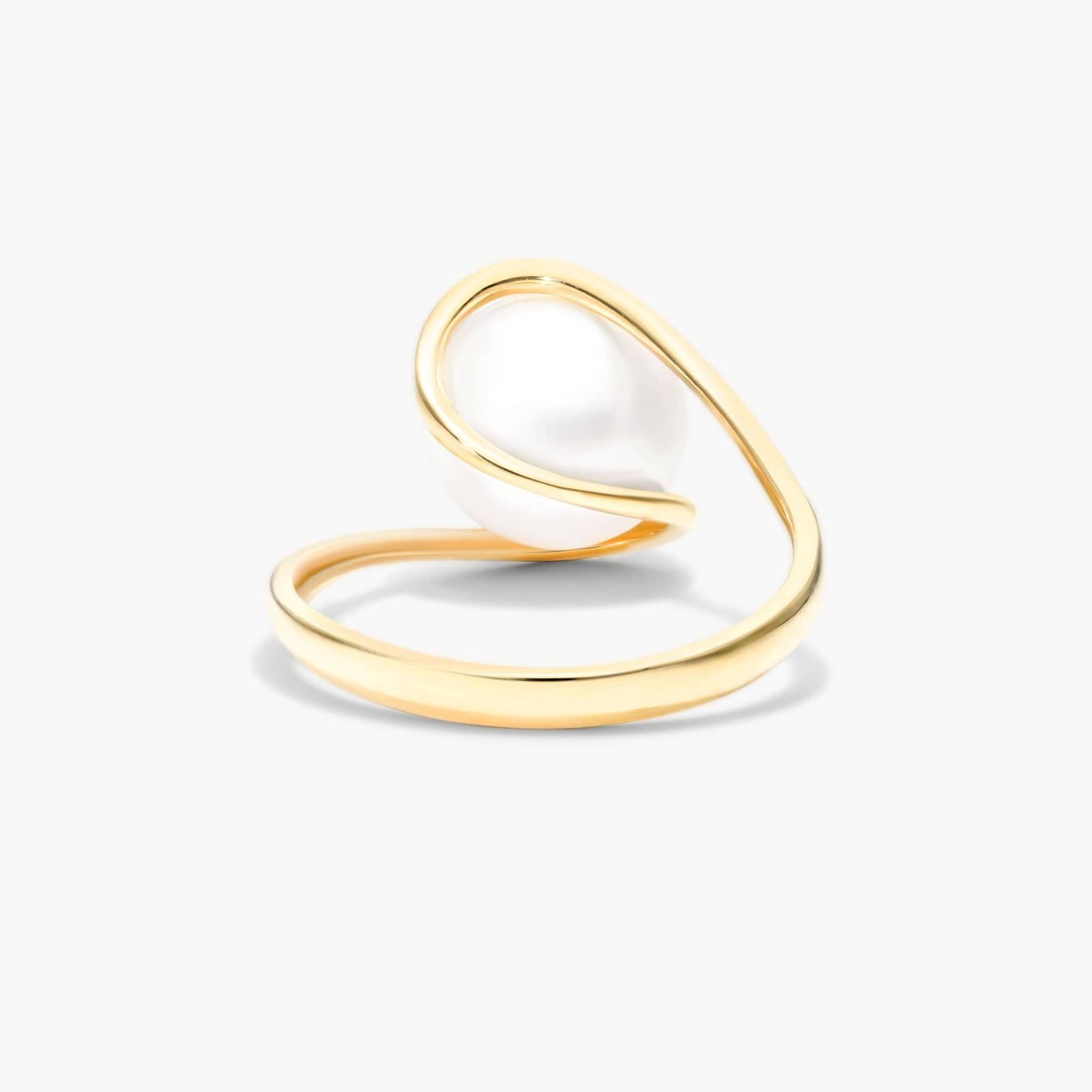 Freshwater Cultured Pearl Swirl Ring In 14K Yellow Gold (9.0-10.0mm)