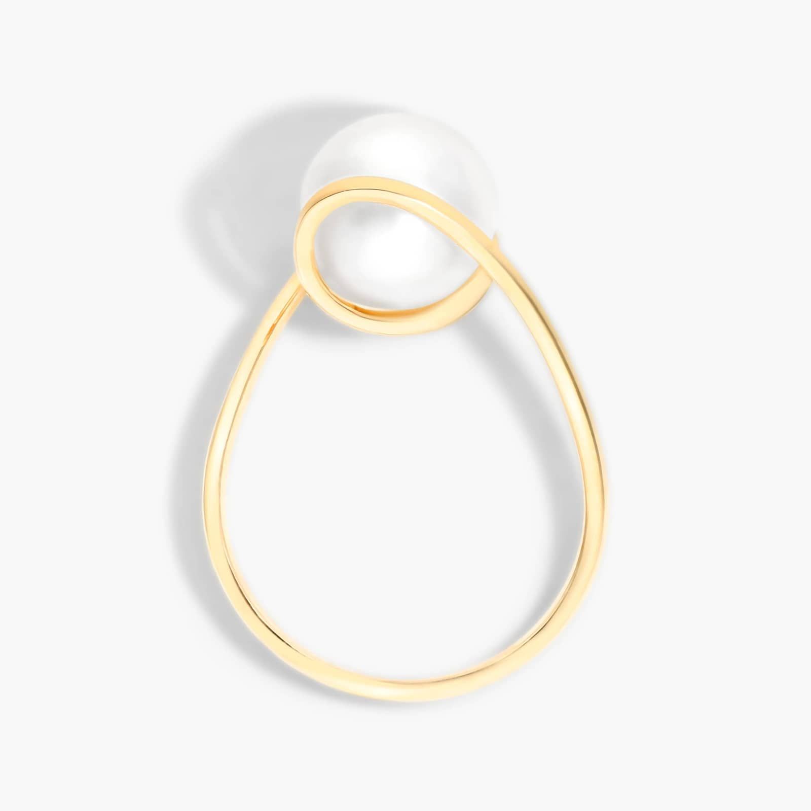 Freshwater Cultured Pearl Swirl Ring In 14K Yellow Gold (9.0-10.0mm)
