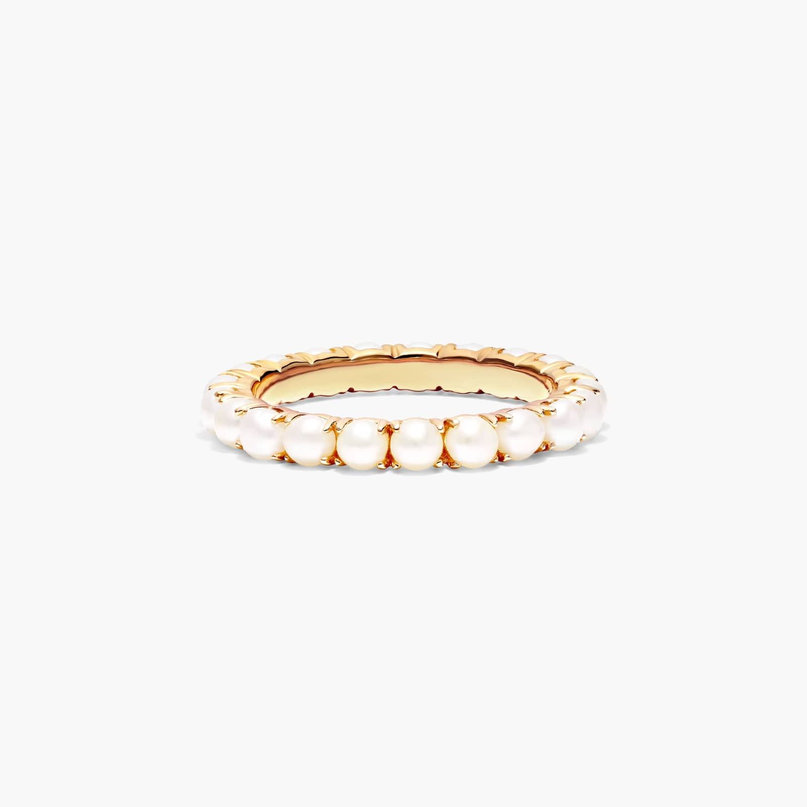 Cultured Seed Pearl Eternity Ring In 14K Yellow Gold