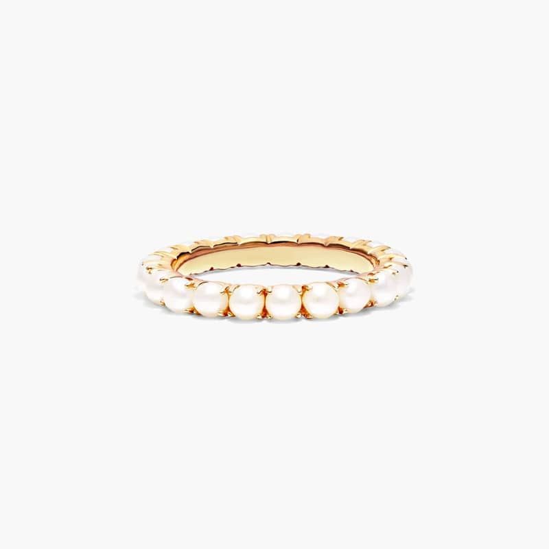 Cultured Seed Pearl Eternity Ring In 14K Yellow Gold
