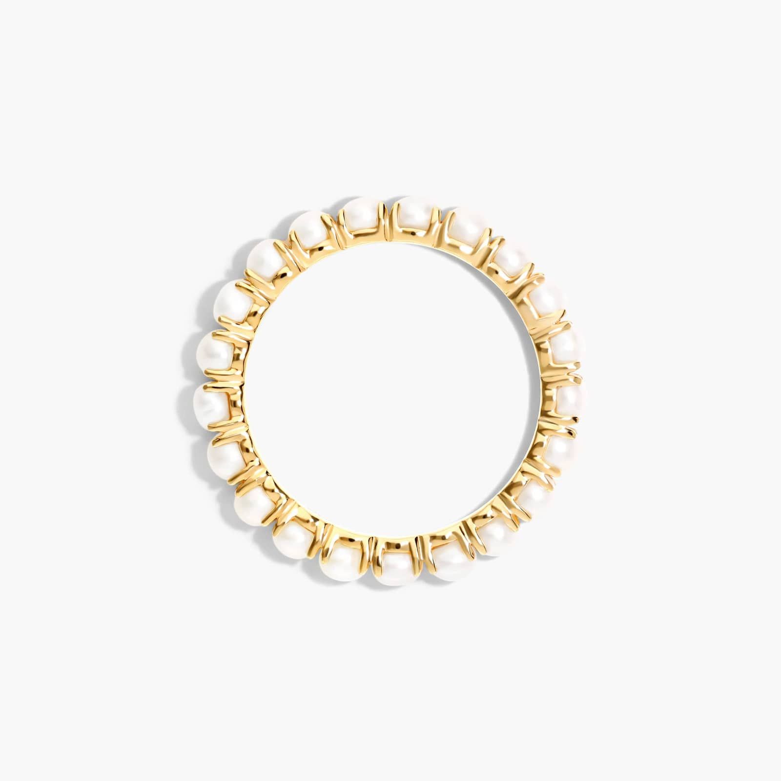Cultured Seed Pearl Eternity Ring In 14K Yellow Gold