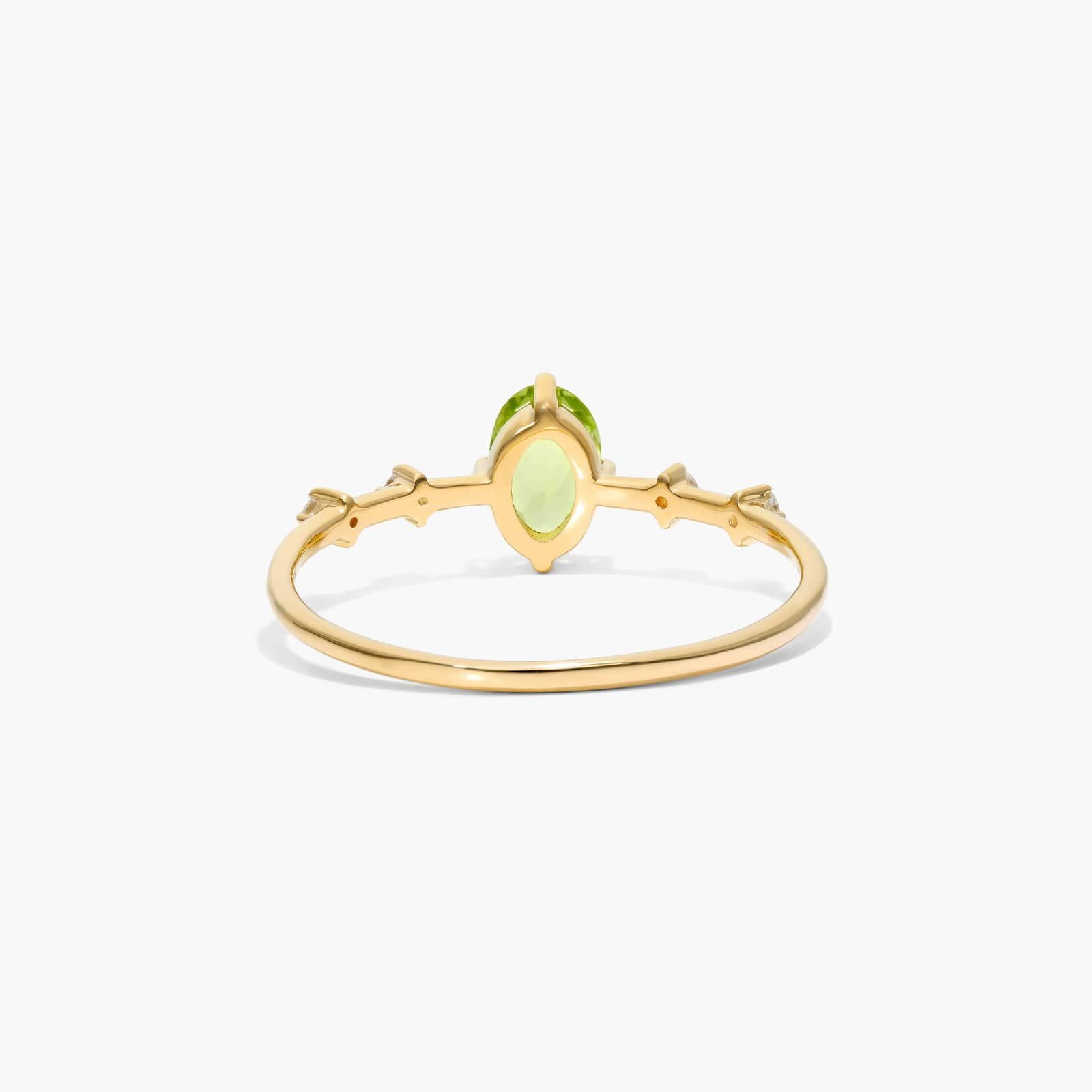 Oval Peridot And Diamond Birthstone Ring In 14K Yellow Gold
