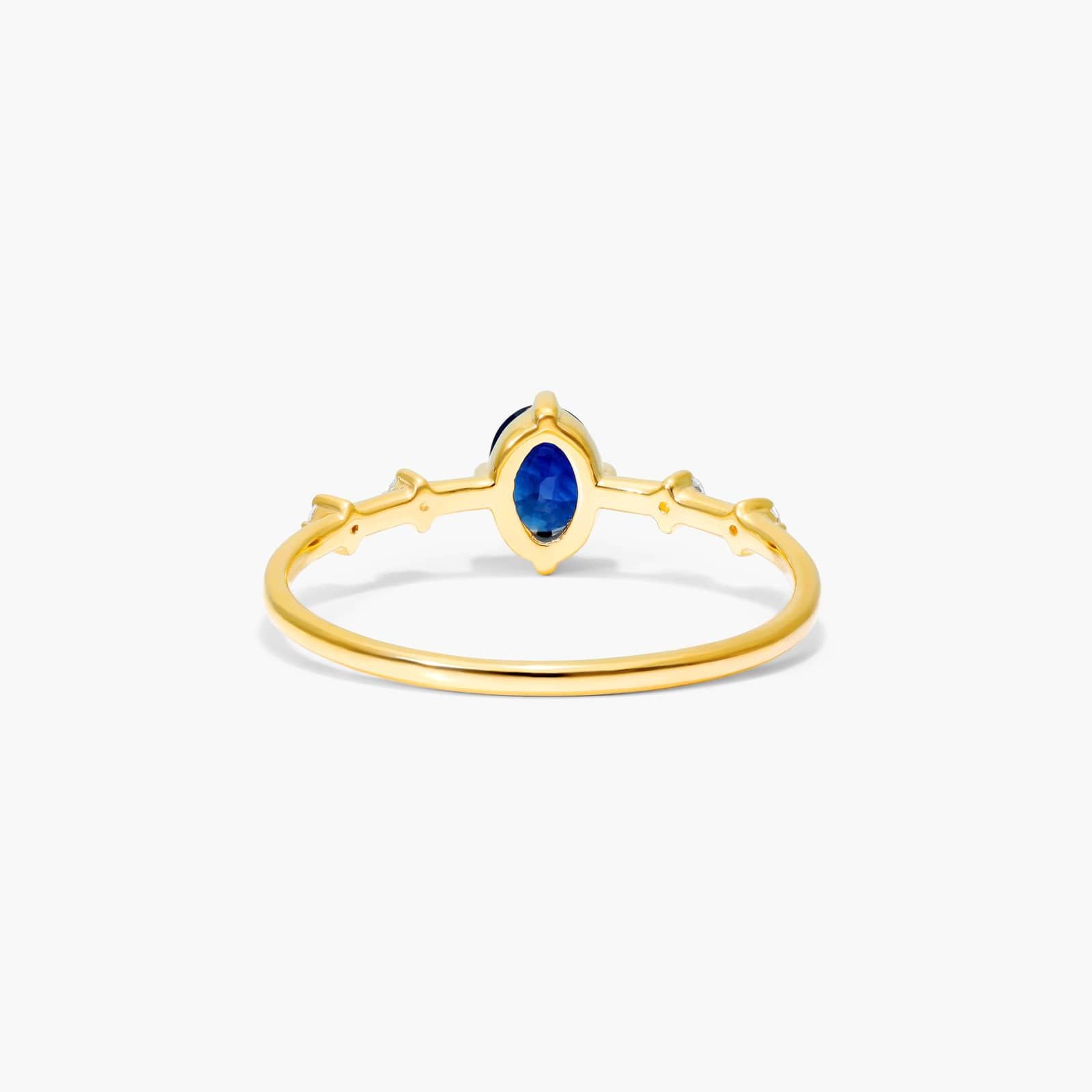 Oval Sapphire And Diamond Birthstone Ring In 14K Yellow Gold