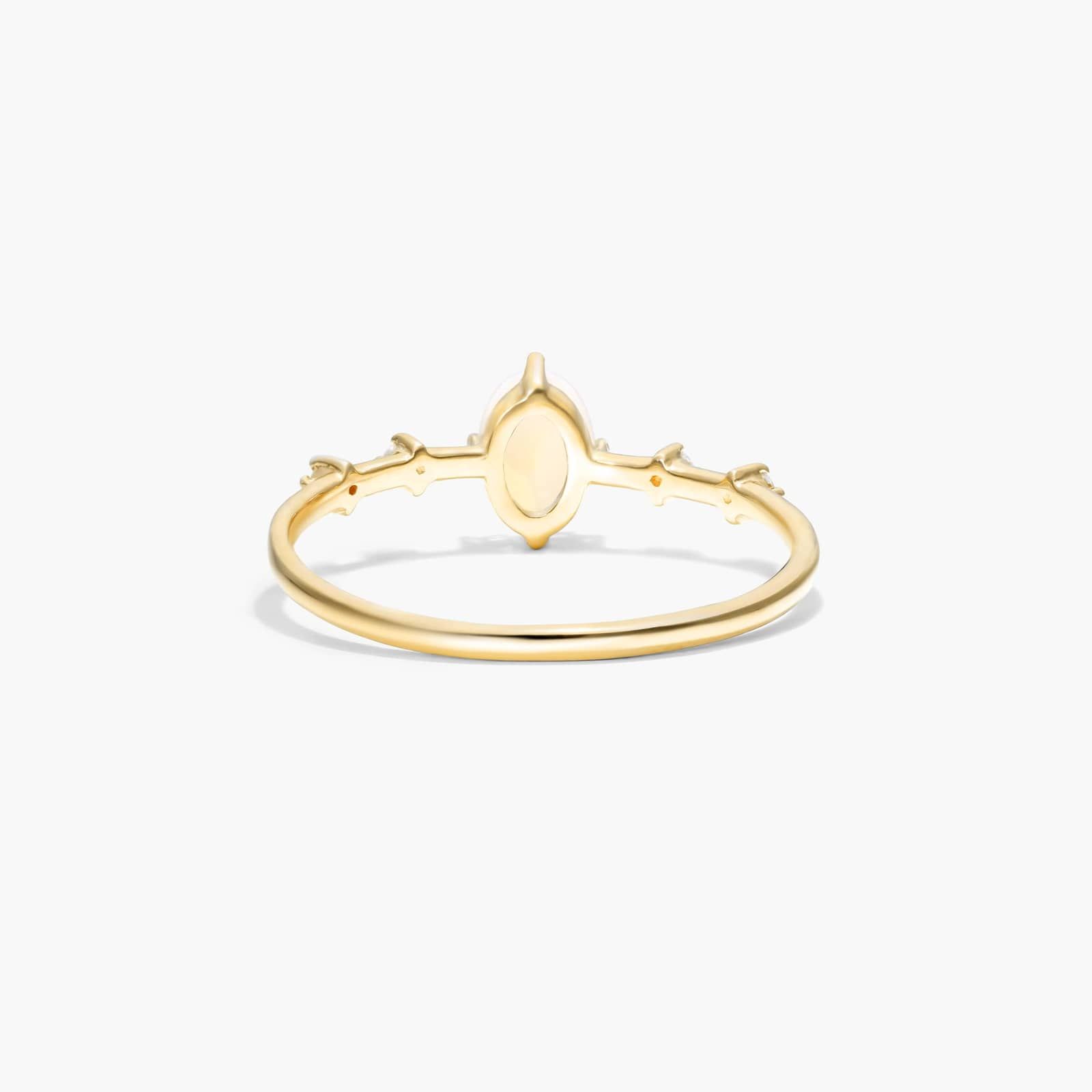 Oval Opal And Diamond Birthstone Ring In 14K Yellow Gold