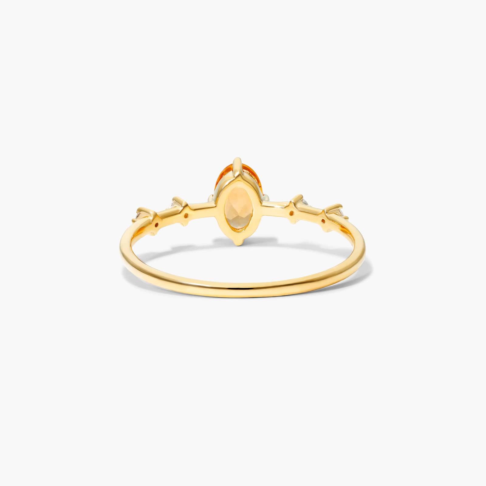 Oval Citrine And Diamond Birthstone Ring In 14K Yellow Gold