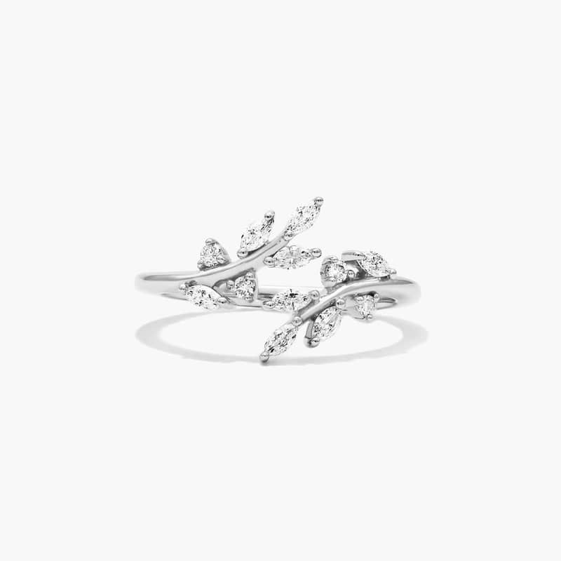 Ivy Bypass Diamond Ring In 14K White Gold