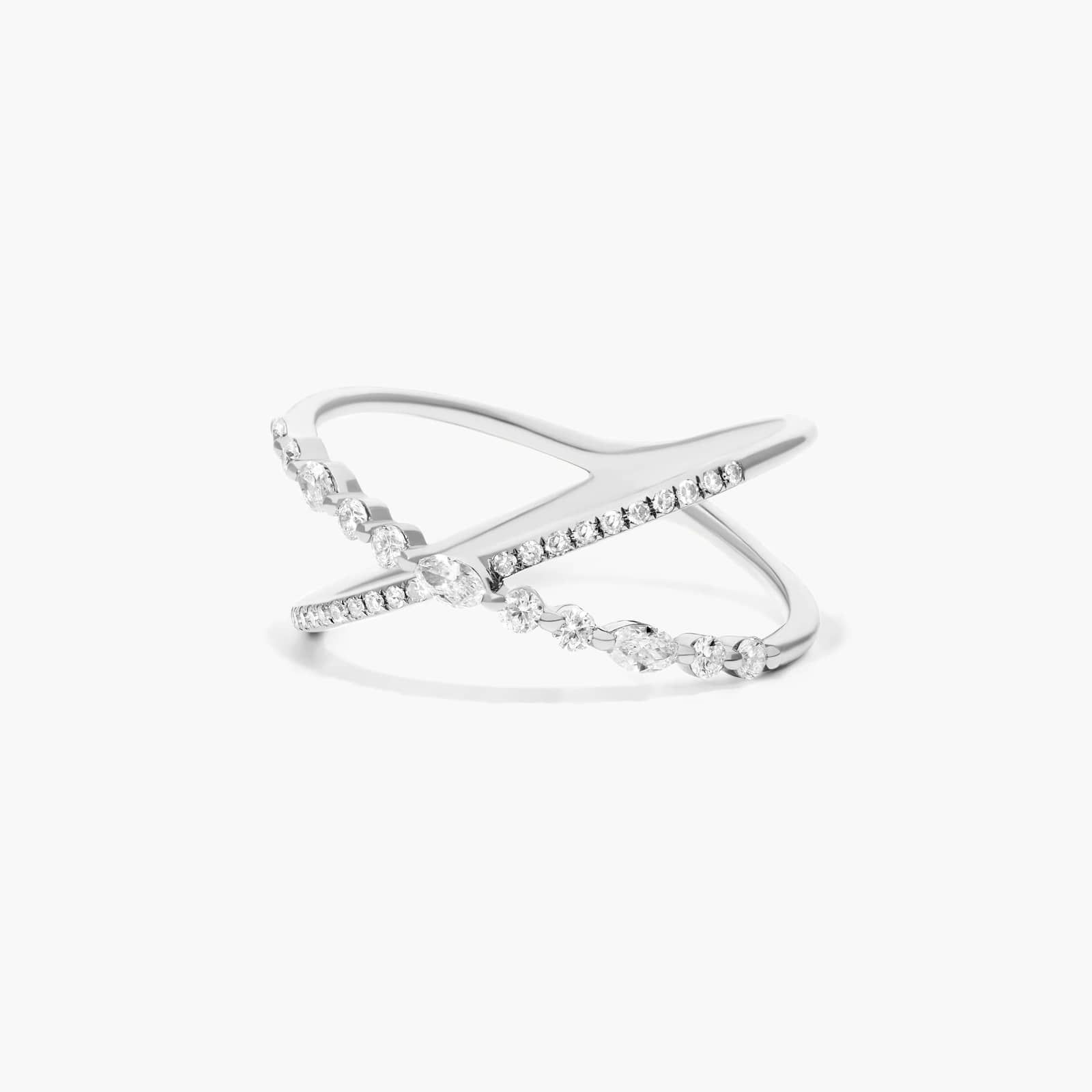 Intersecting Diamond Ring In 14K White Gold By James Allen