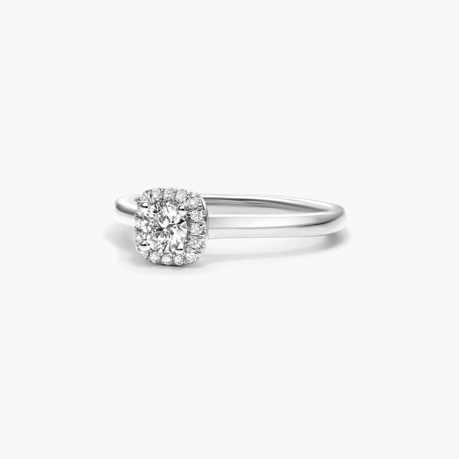 Cushion Cut Halo Lab-Grown Diamond Ring In 14K White Gold By James Allen