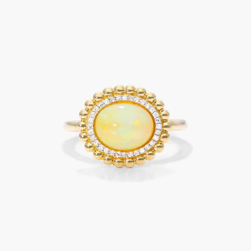 Opal And Diamond Beaded Double Halo Ring In 14K Yellow Gold By James Allen