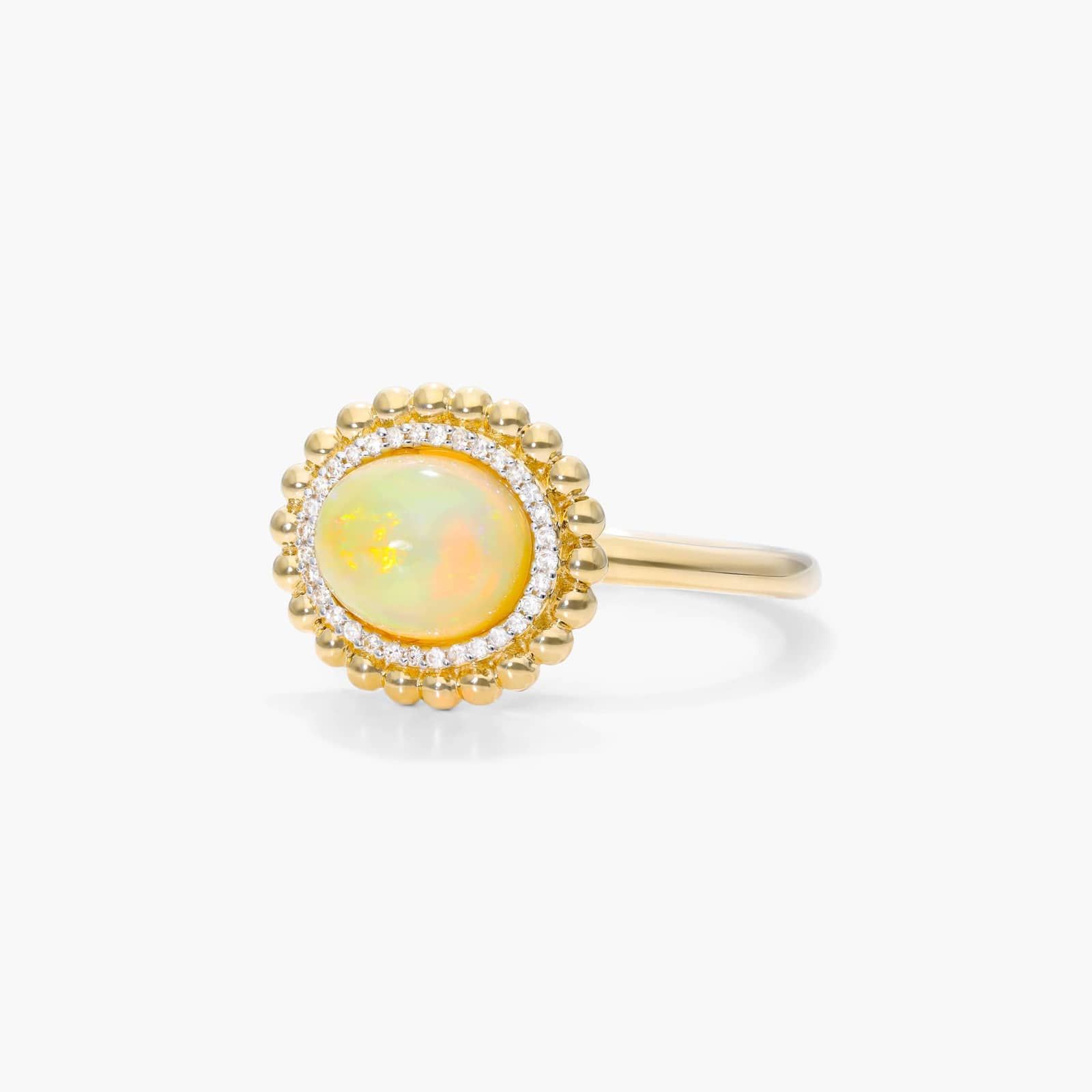 Opal And Diamond Beaded Double Halo Ring In 14K Yellow Gold By James Allen