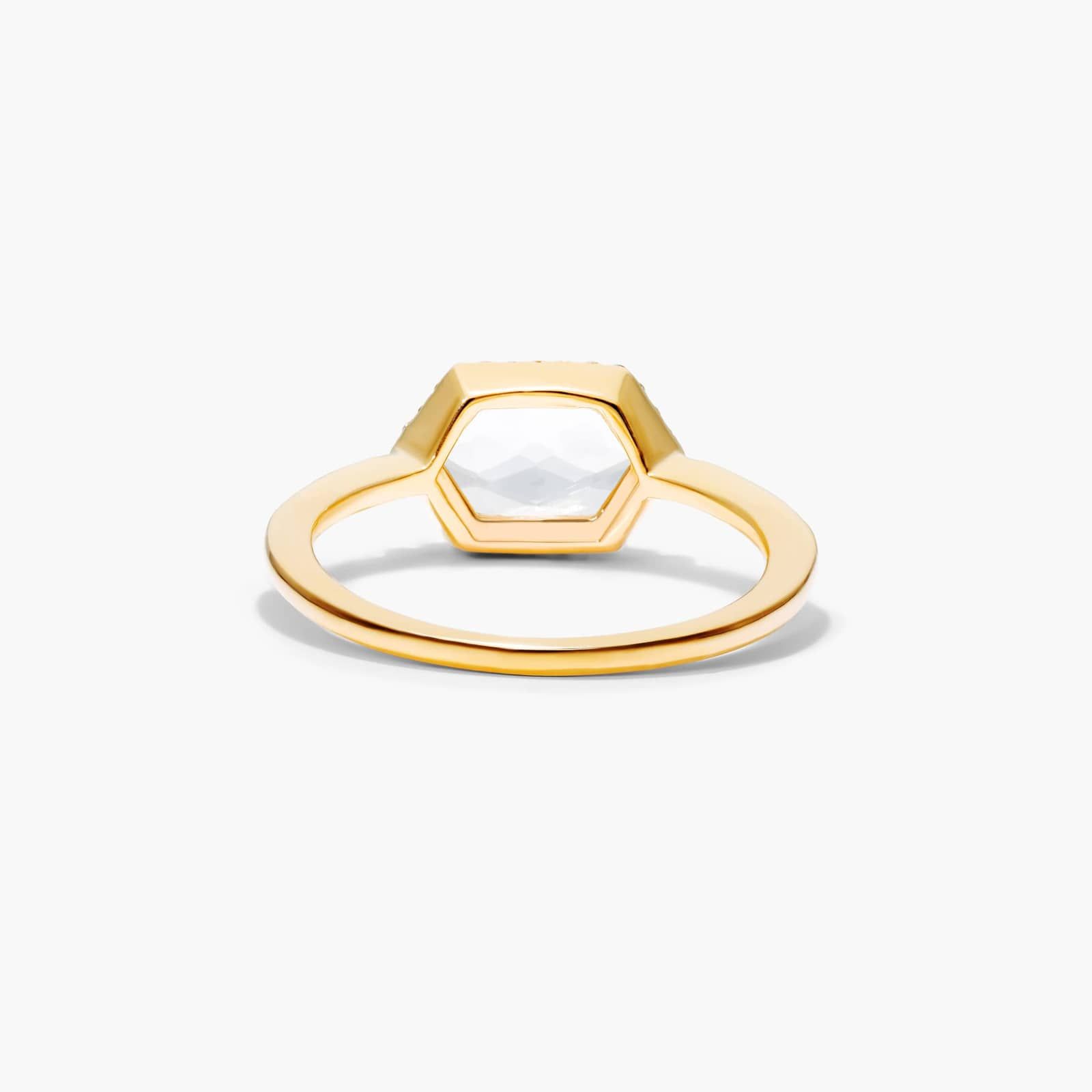 White Topaz Hexagon And Diamond Halo Ring In 14K Yellow Gold By James Allen