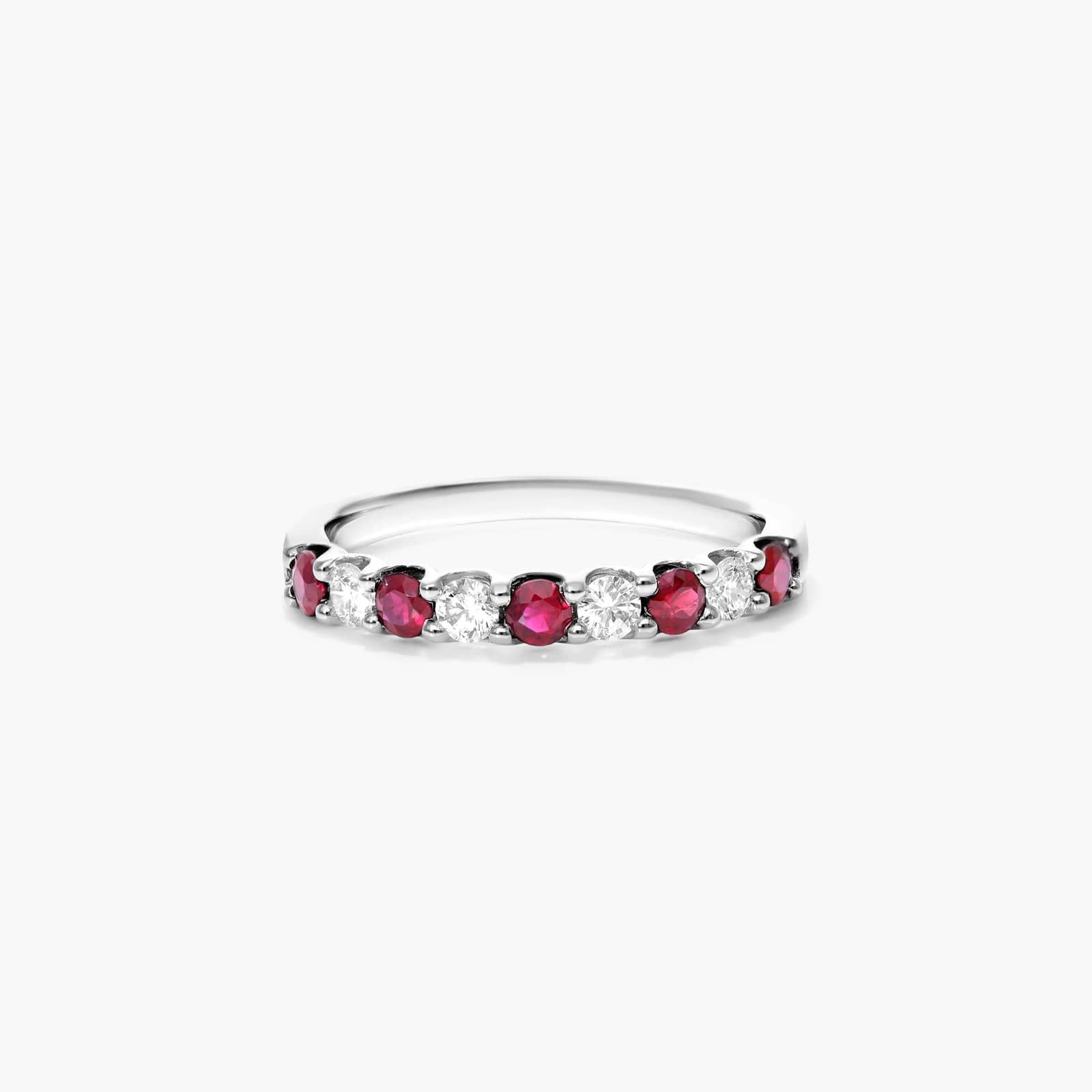 Alternating Ruby And Diamond Ring In 14K White Gold By James Allen