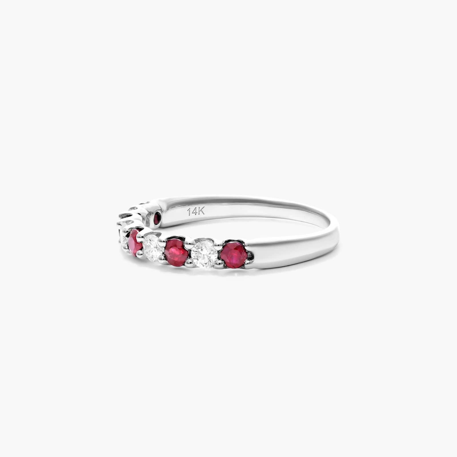 Alternating Ruby And Diamond Ring In 14K White Gold By James Allen