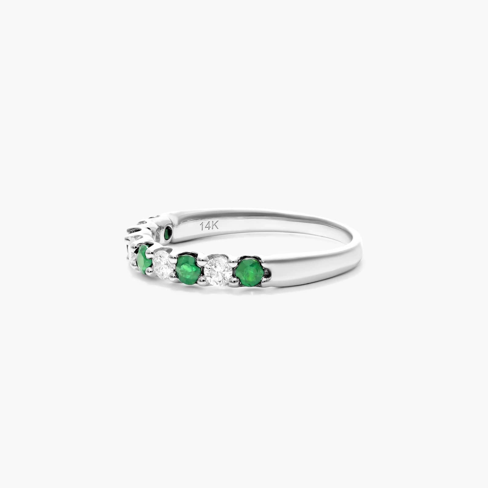 Alternating Tsavorite And Diamond Ring In 14K White Gold By James Allen