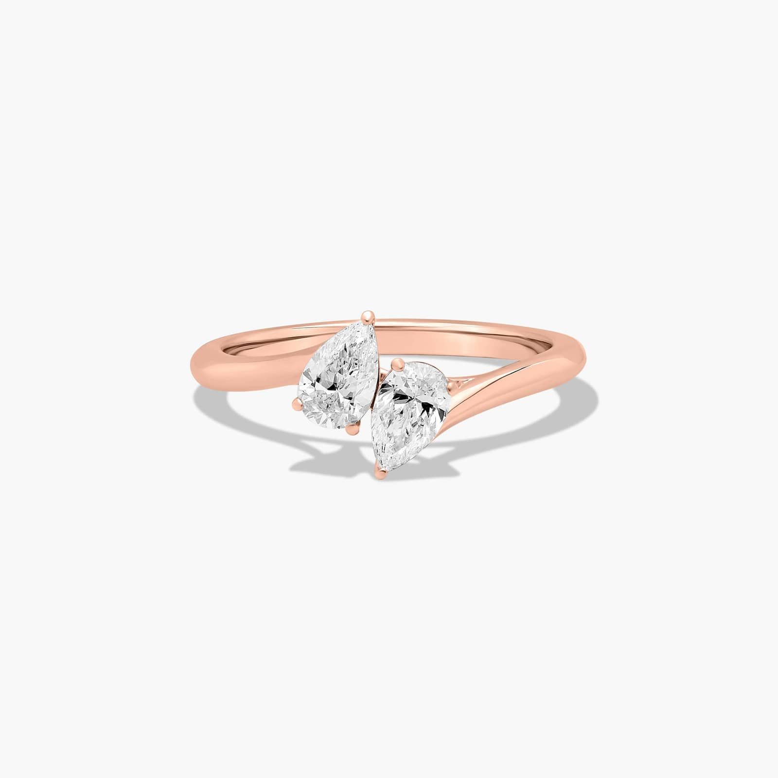 Toi et Moi Pear Shaped Lab-Grown Diamond Kissing Pear Ring In 14K Rose Gold By James Allen