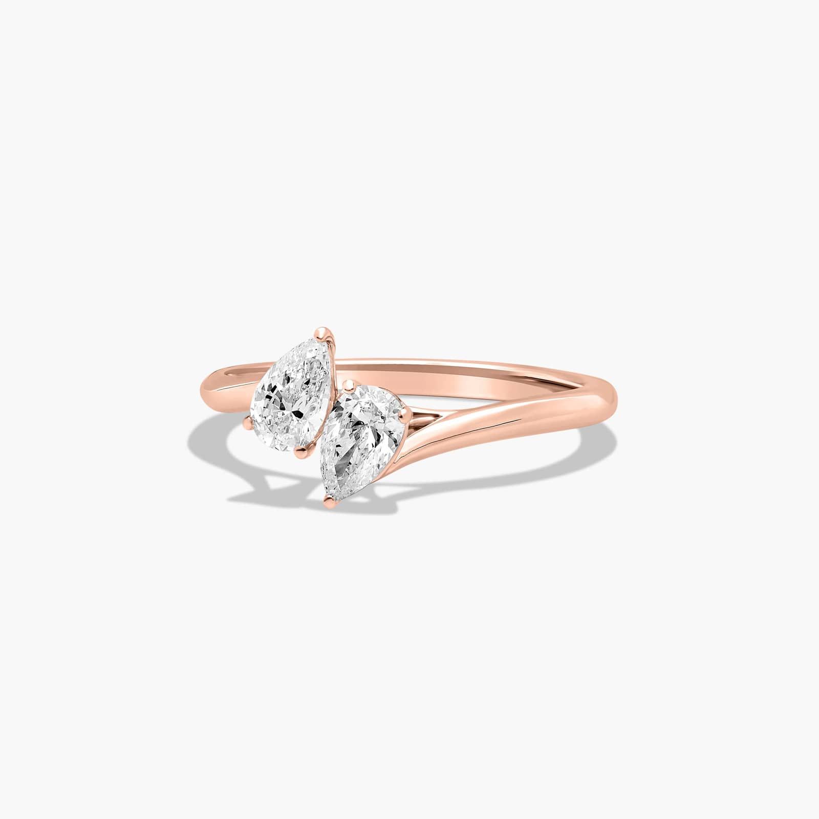Toi et Moi Pear Shaped Lab-Grown Diamond Kissing Pear Ring In 14K Rose Gold By James Allen