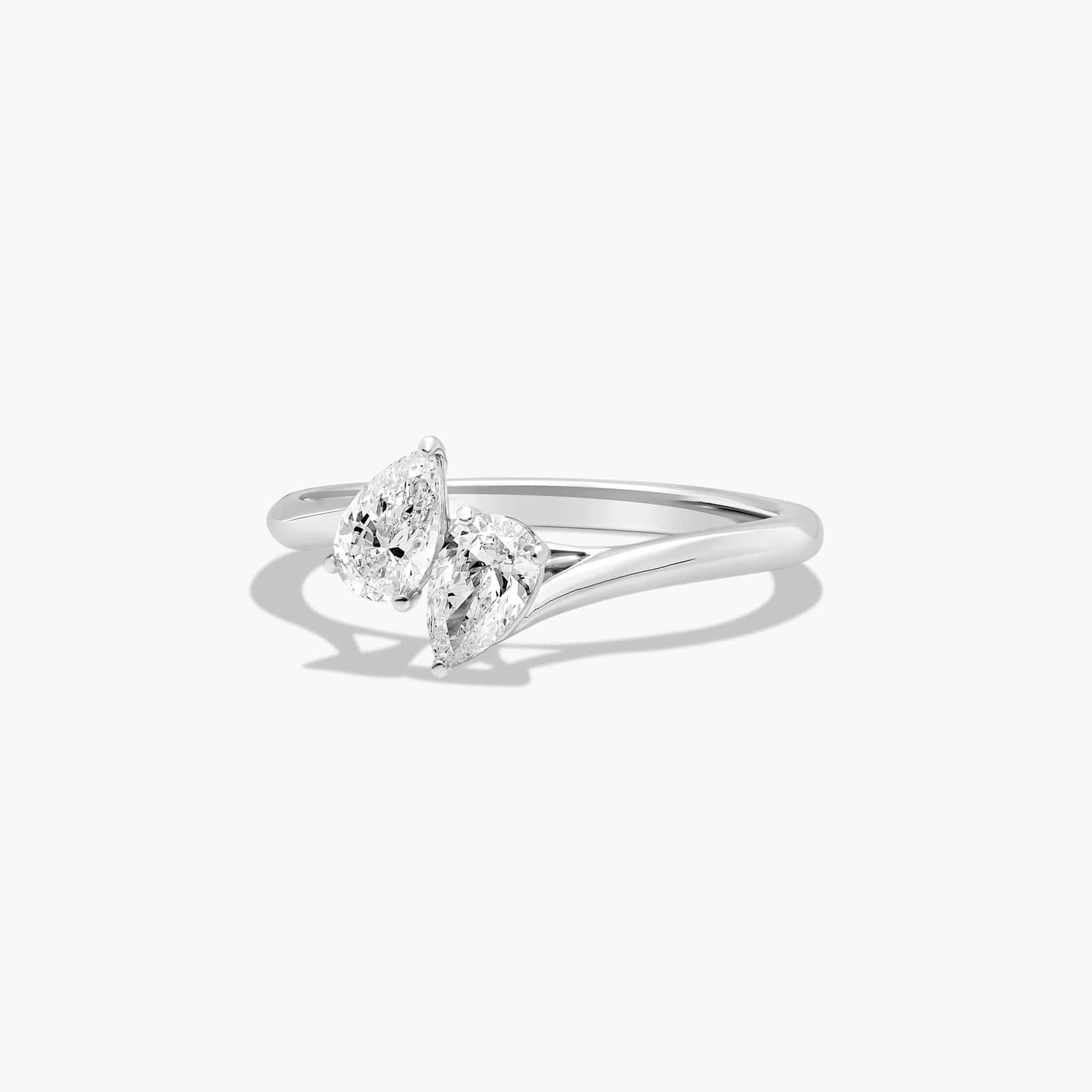 Toi et Moi Pear Shaped Lab-Grown Diamond Kissing Pear Ring In 14K White Gold By James Allen