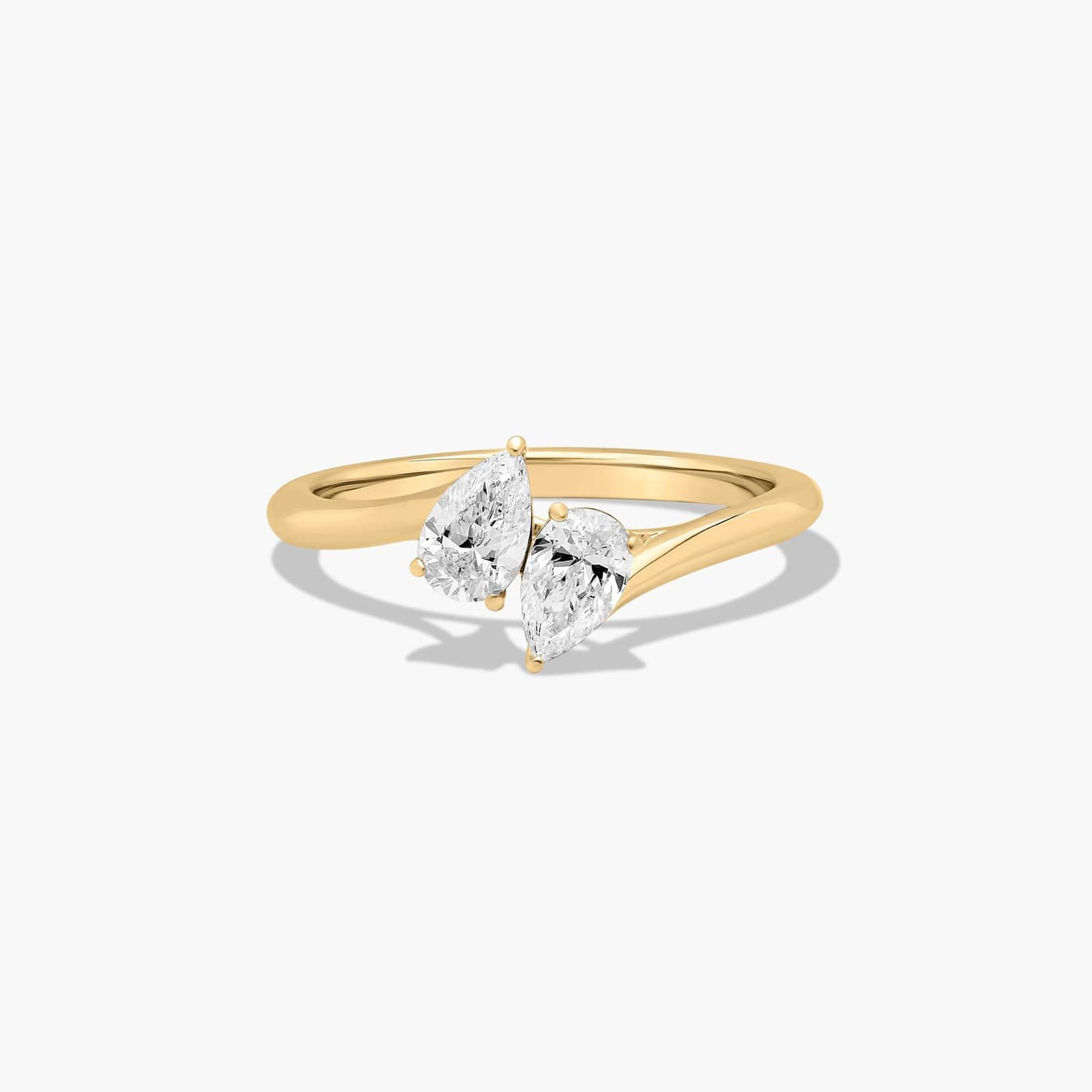 Toi et Moi Pear Shaped Lab-Grown Diamond Kissing Pear Ring In 14K Yellow Gold By James Allen
