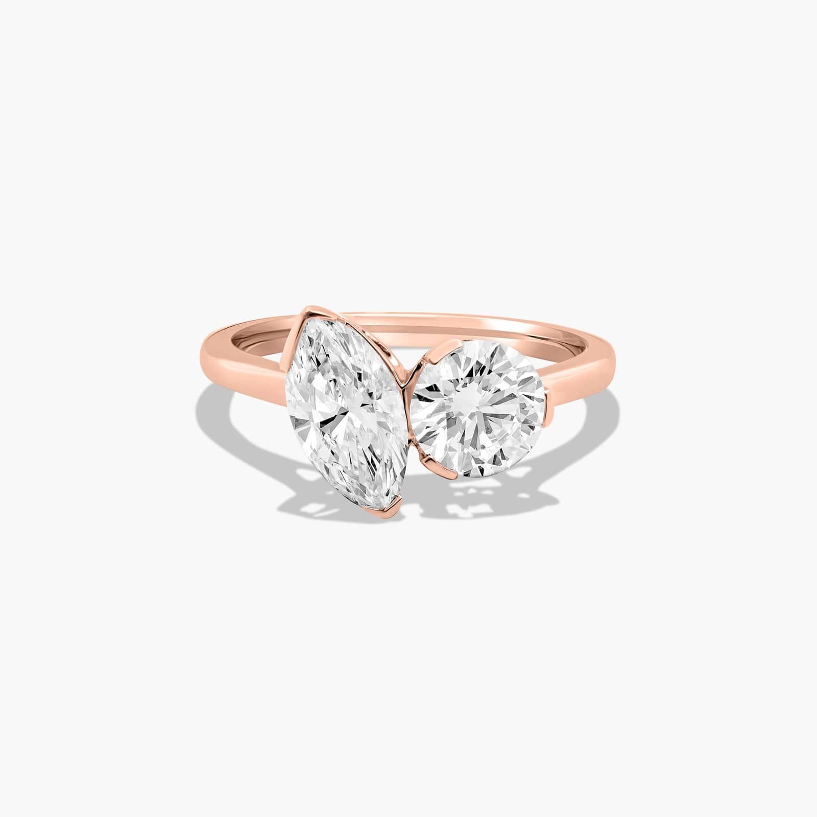 Toi et Moi Round And Marquise Cut Lab-Grown Diamond Ring In 14K Rose Gold By James Allen