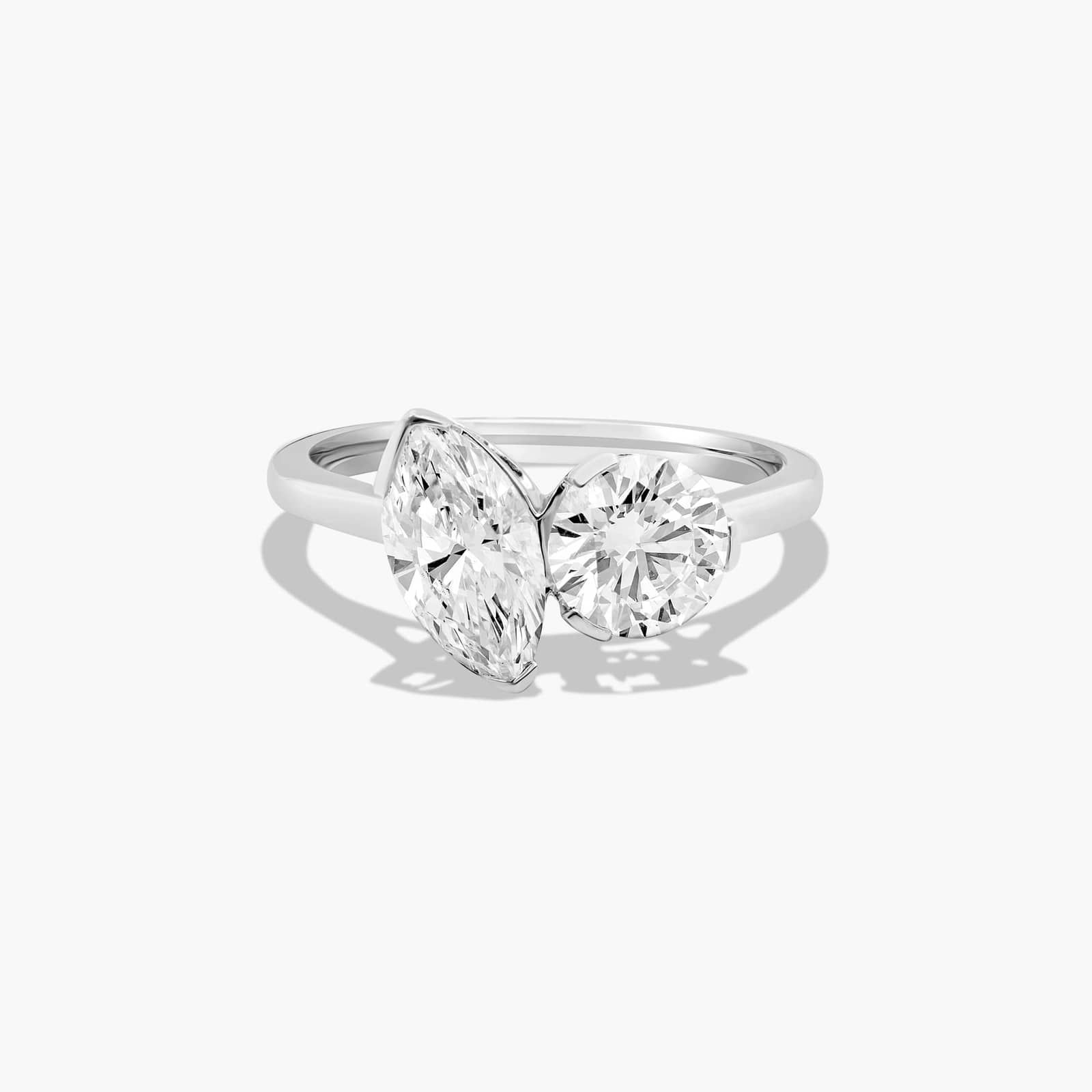 Toi et Moi Round And Marquise Cut Lab-Grown Diamond Ring In 14K White Gold By James Allen