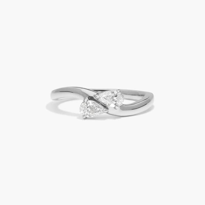 Two Stone Ring With 0.30 CTW Pear Cut Lab-Grown Diamonds In 14K White Gold By James Allen