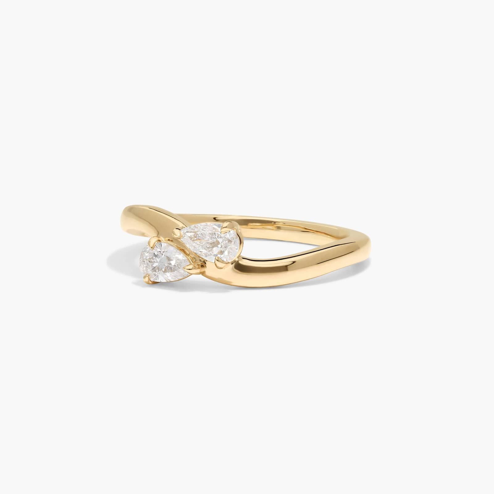 Two Stone Ring With 0.30 CTW Pear Cut Lab-Grown Diamonds In 14K Yellow Gold By James Allen