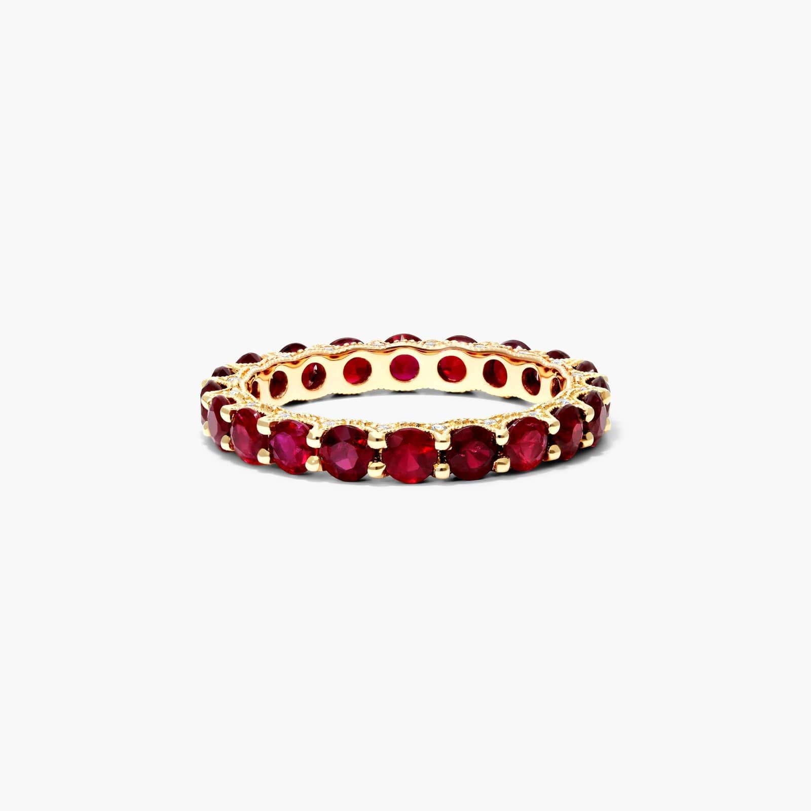 Milgrain Embellished Ruby Eternity Ring In 14K Yellow Gold By James Allen