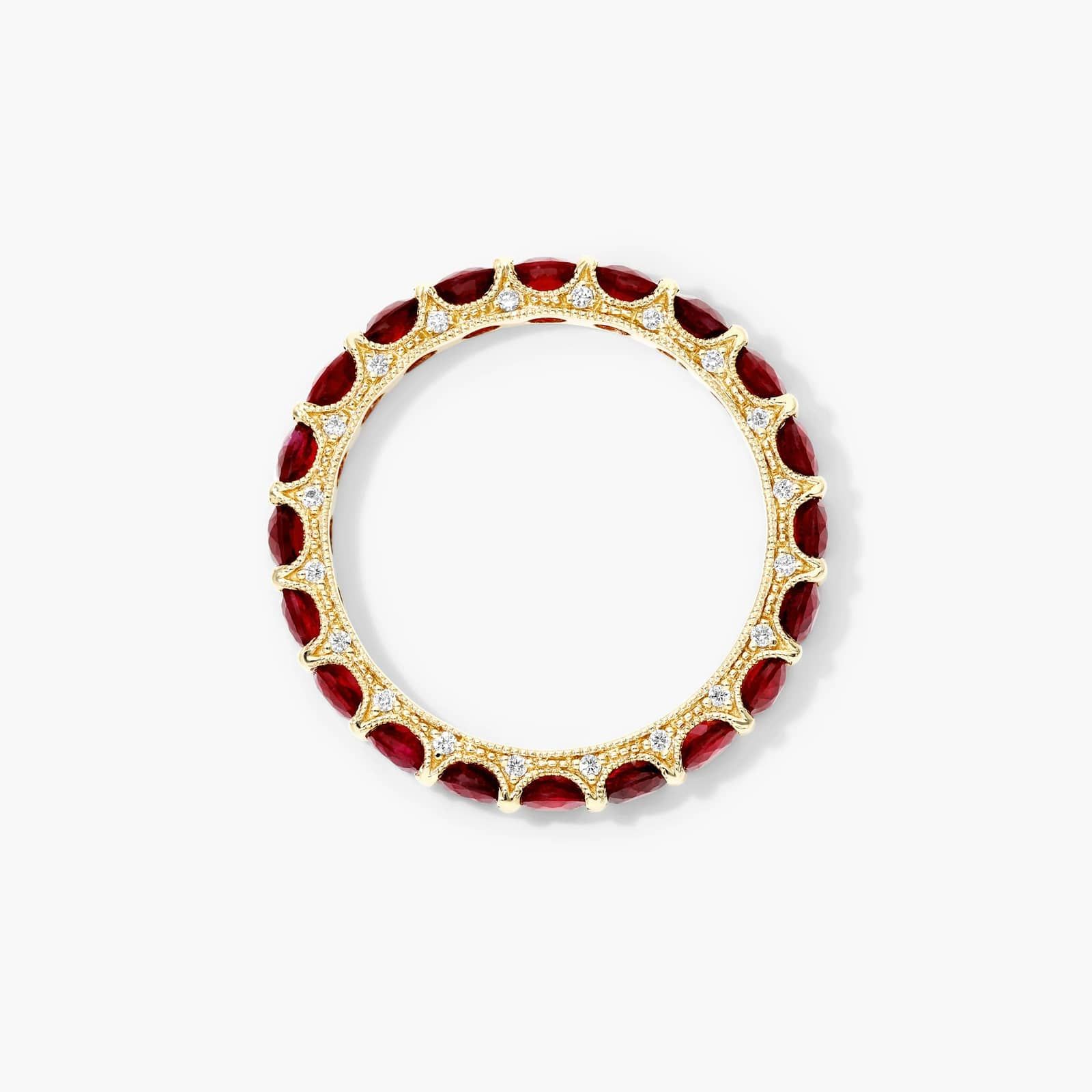 Milgrain Embellished Ruby Eternity Ring In 14K Yellow Gold By James Allen