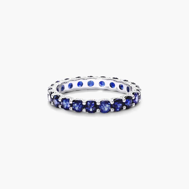 Milgrain Embellished Sapphire Eternity Ring In 14K White Gold By James Allen