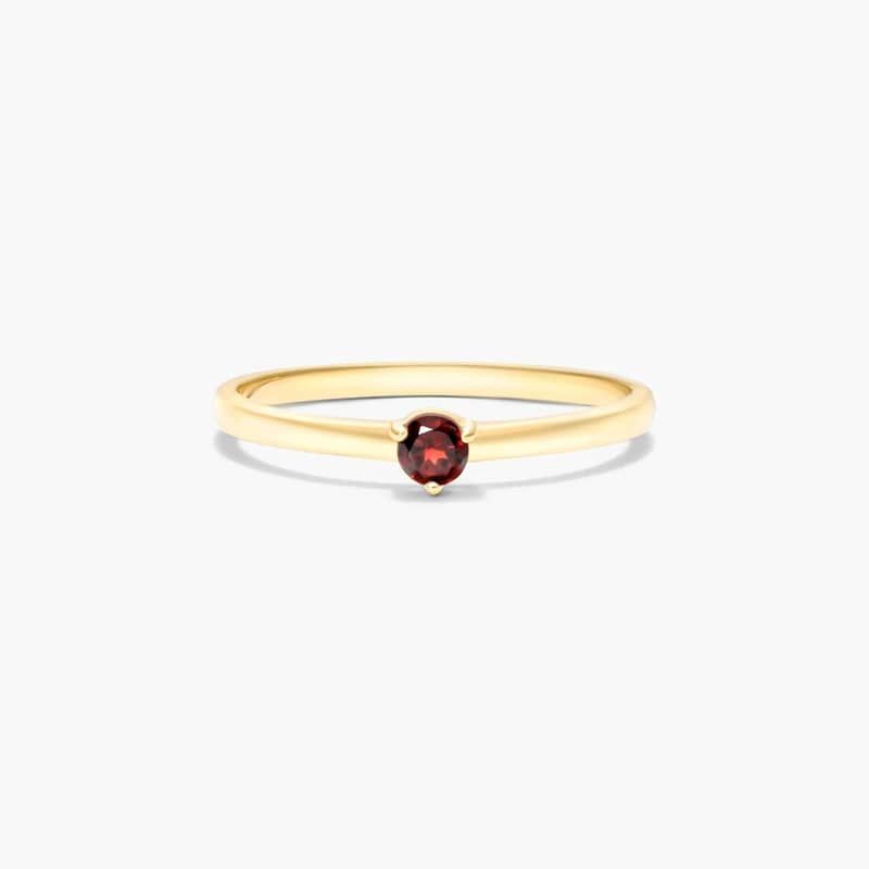 Petite Single Garnet Birthstone Ring In 14K Yellow Gold By James Allen