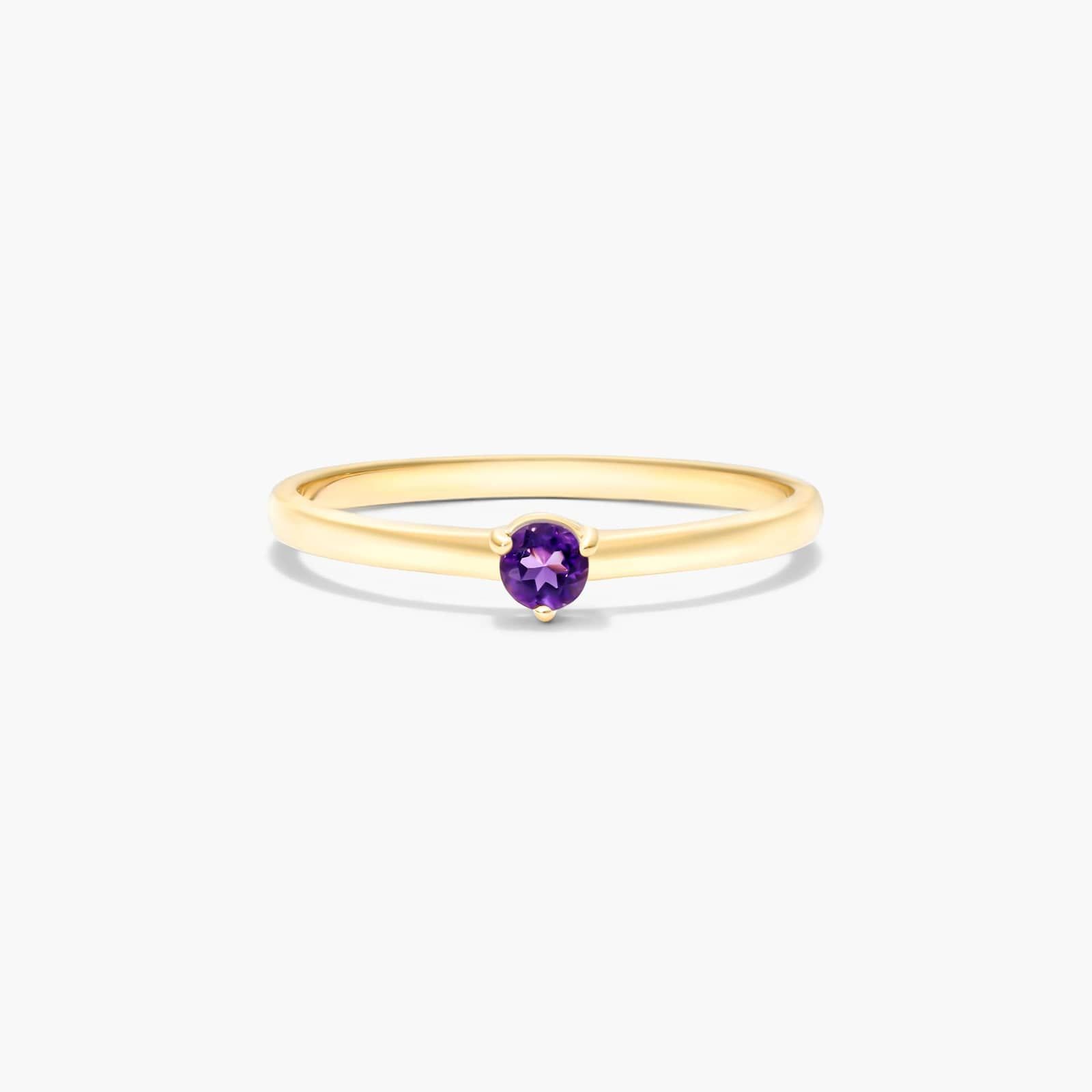 Petite Single Amethyst Birthstone Ring In 14K Yellow Gold By James Allen