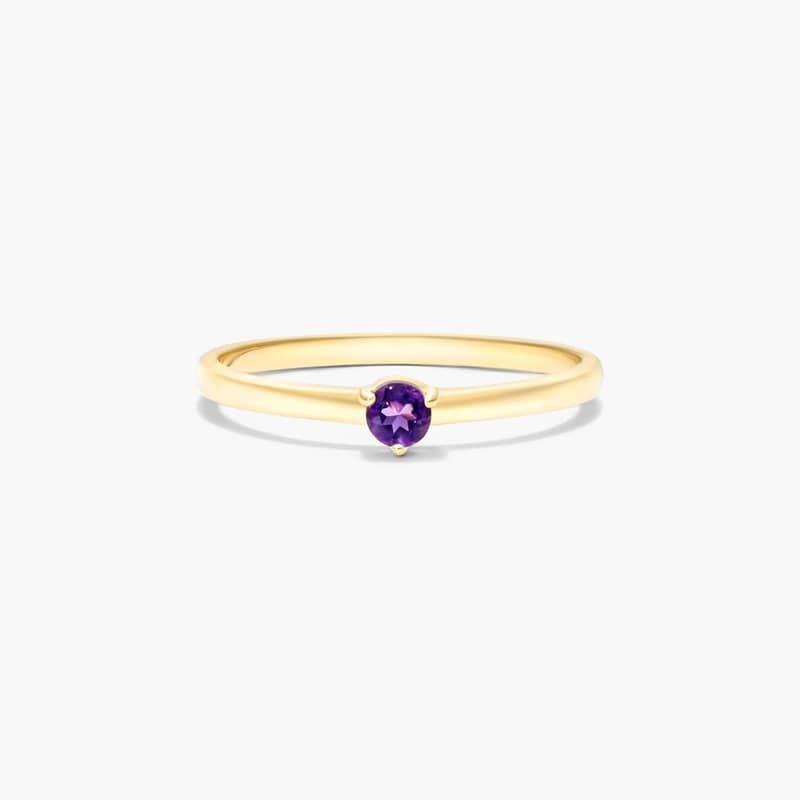 Petite Single Amethyst Birthstone Ring In 14K Yellow Gold By James Allen