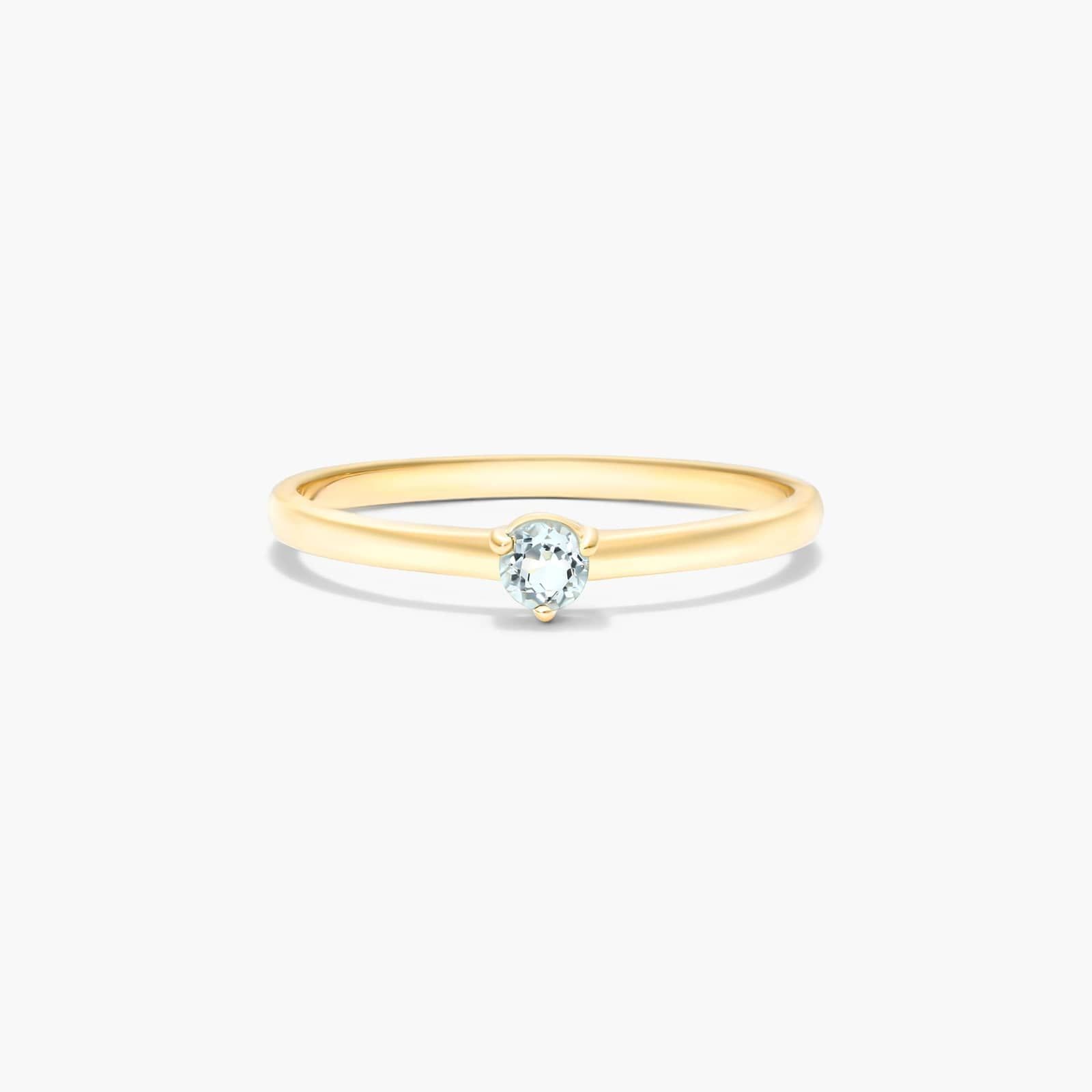 Petite Single Aquamarine Birthstone Ring In 14K Yellow Gold By James Allen