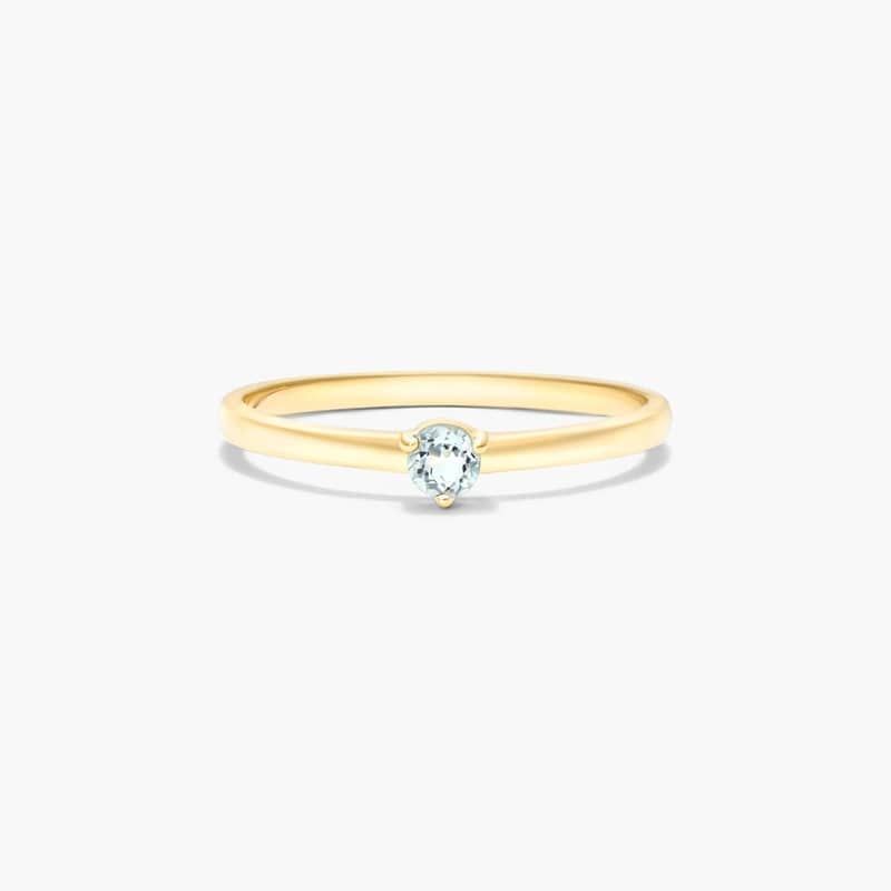 Petite Single Aquamarine Birthstone Ring In 14K Yellow Gold By James Allen