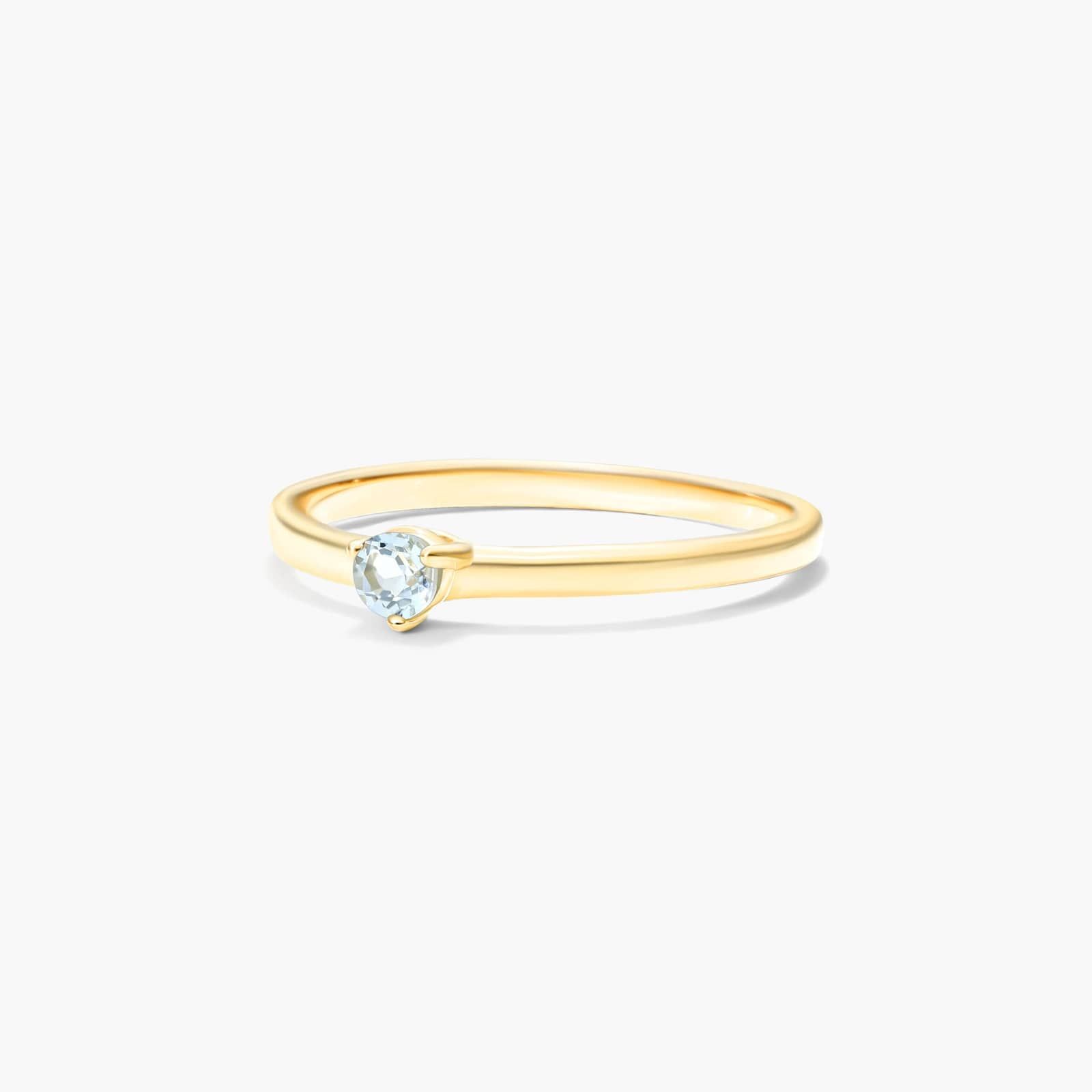 Petite Single Aquamarine Birthstone Ring In 14K Yellow Gold By James Allen