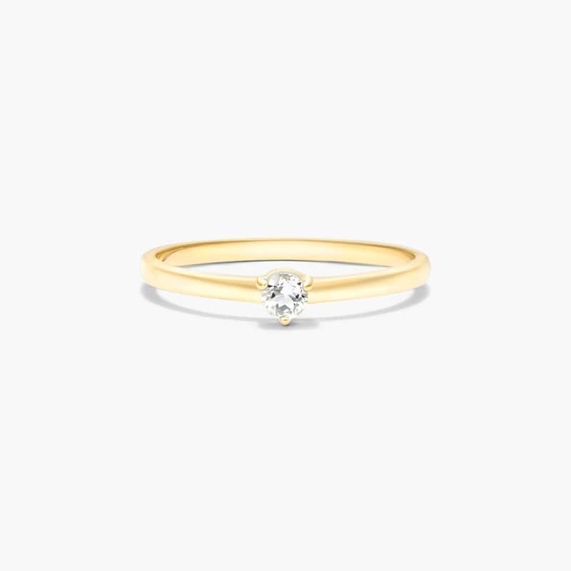 Petite Single White Topaz Birthstone Ring In 14K Yellow Gold By James Allen