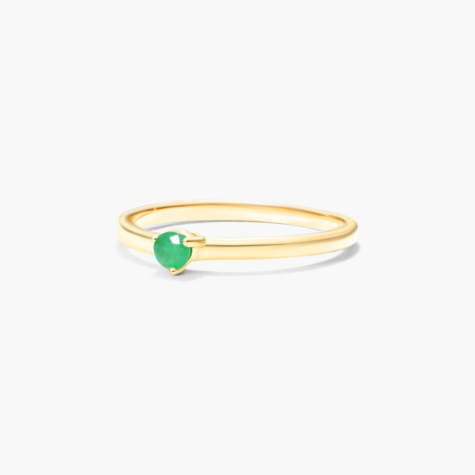 Petite Single Emerald Birthstone Ring In 14K Yellow Gold By James Allen