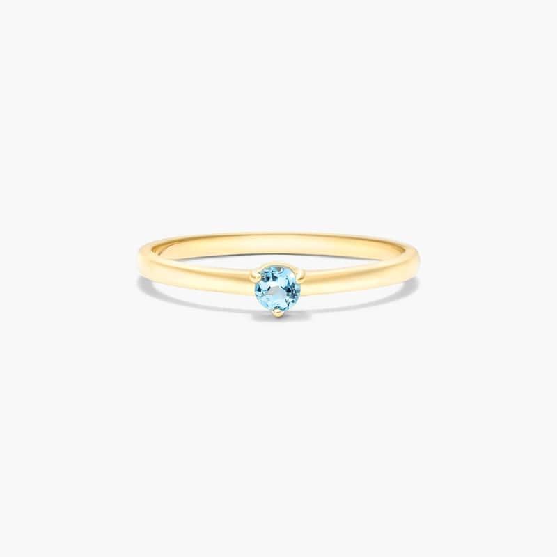 Petite Single Blue Topaz Birthstone Ring In 14K Yellow Gold By James Allen