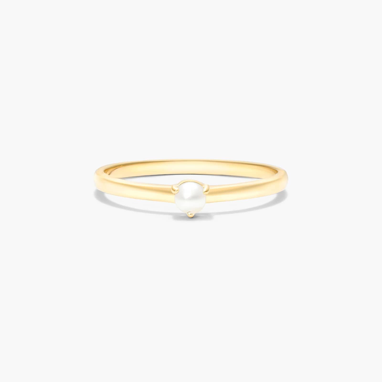 Petite Single Cultured Freshwater Pearl Birthstone Ring In 14K Yellow Gold By James Allen