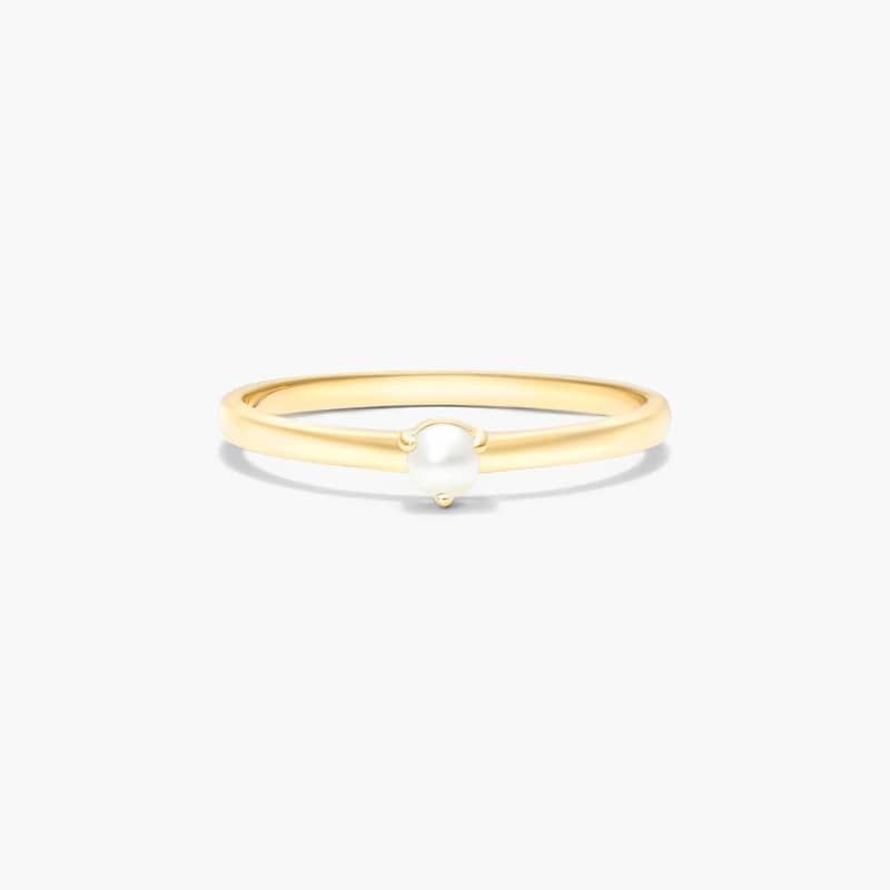 Petite Single Cultured Freshwater Pearl Birthstone Ring In 14K Yellow Gold By James Allen